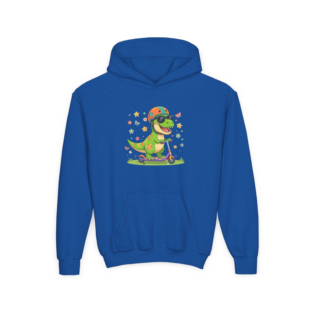 Skateboard T-Rex Hoodie | Kids Dino Scooter Sweatshirt