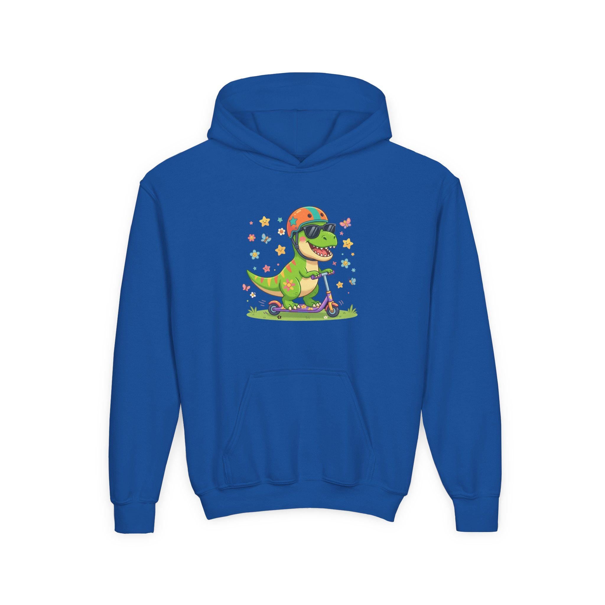 Skateboard T-Rex Hoodie | Kids Dino Scooter Sweatshirt