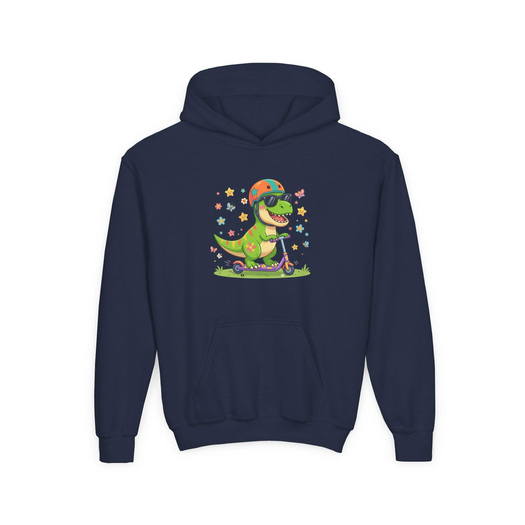 Skateboard T-Rex Hoodie | Kids Dino Scooter Sweatshirt