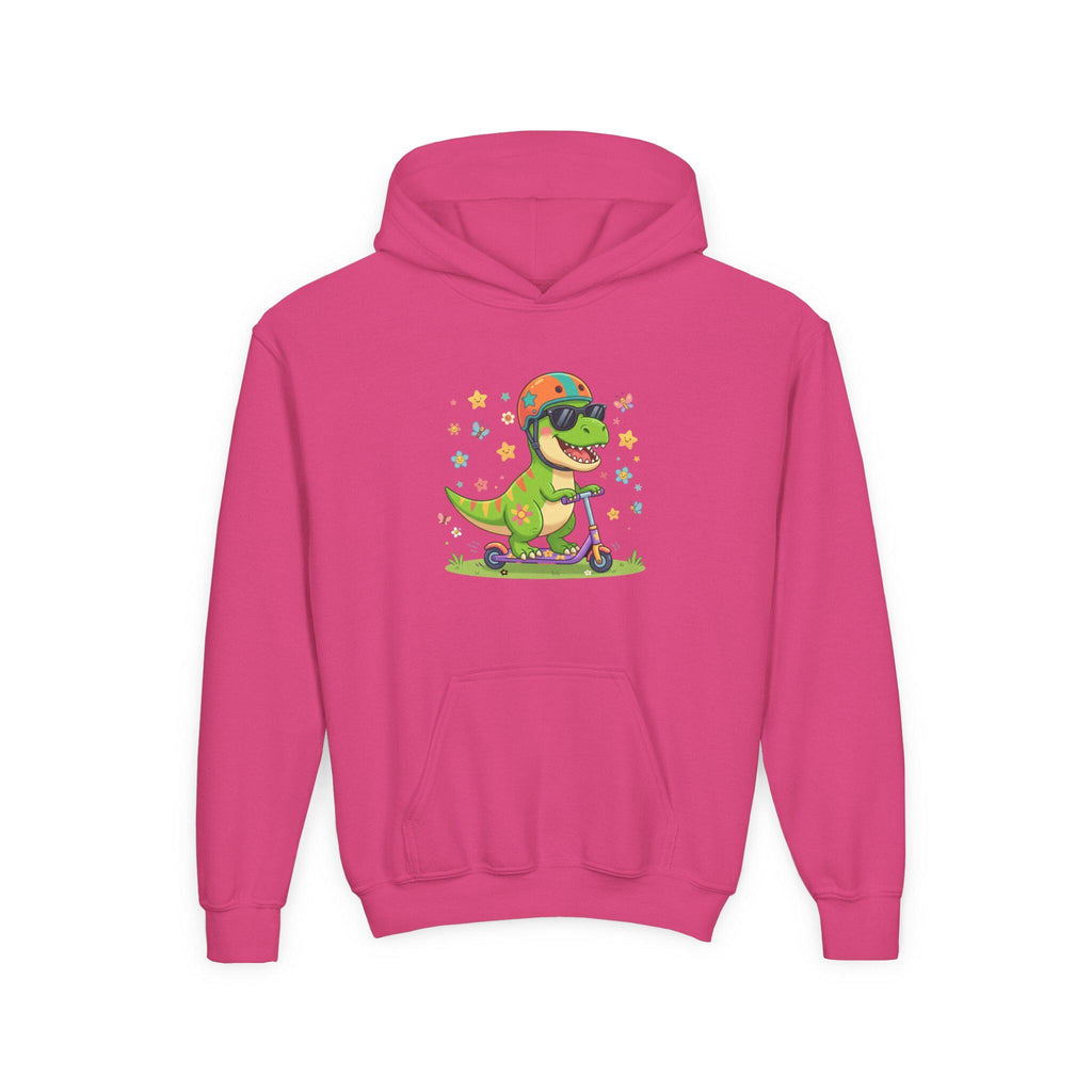 Skateboard T-Rex Hoodie | Kids Dino Scooter Sweatshirt