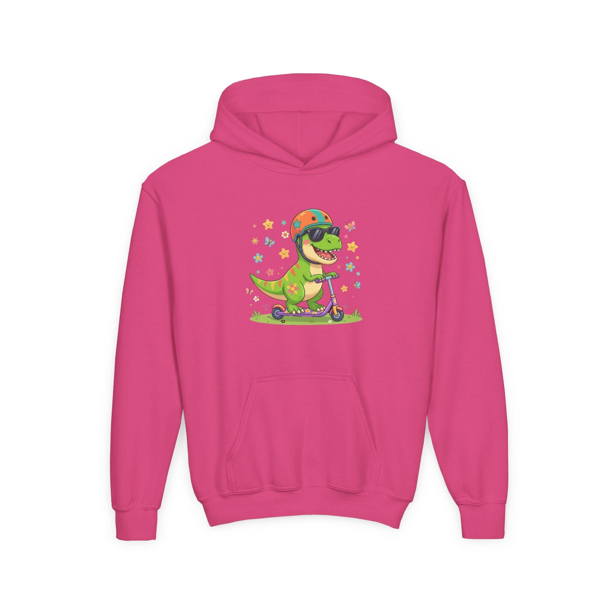 Skateboard T-Rex Hoodie | Kids Dino Scooter Sweatshirt