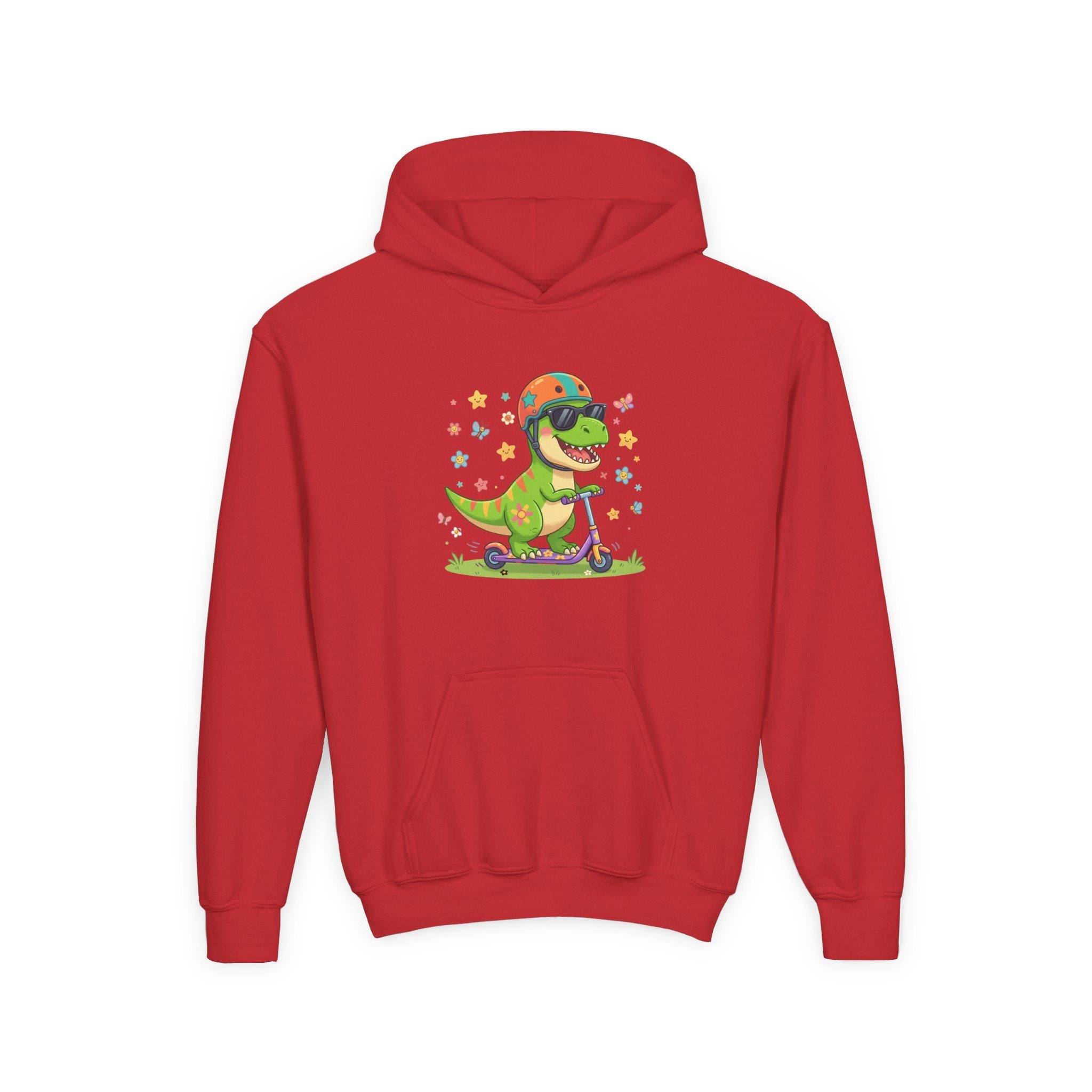 Skateboard T-Rex Hoodie | Kids Dino Scooter Sweatshirt