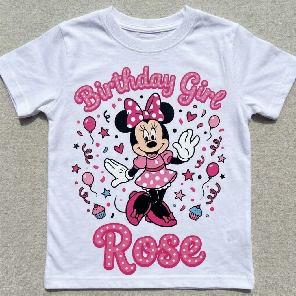 Custom Disney Minnie Mouse Birthday Girl T-Shirt