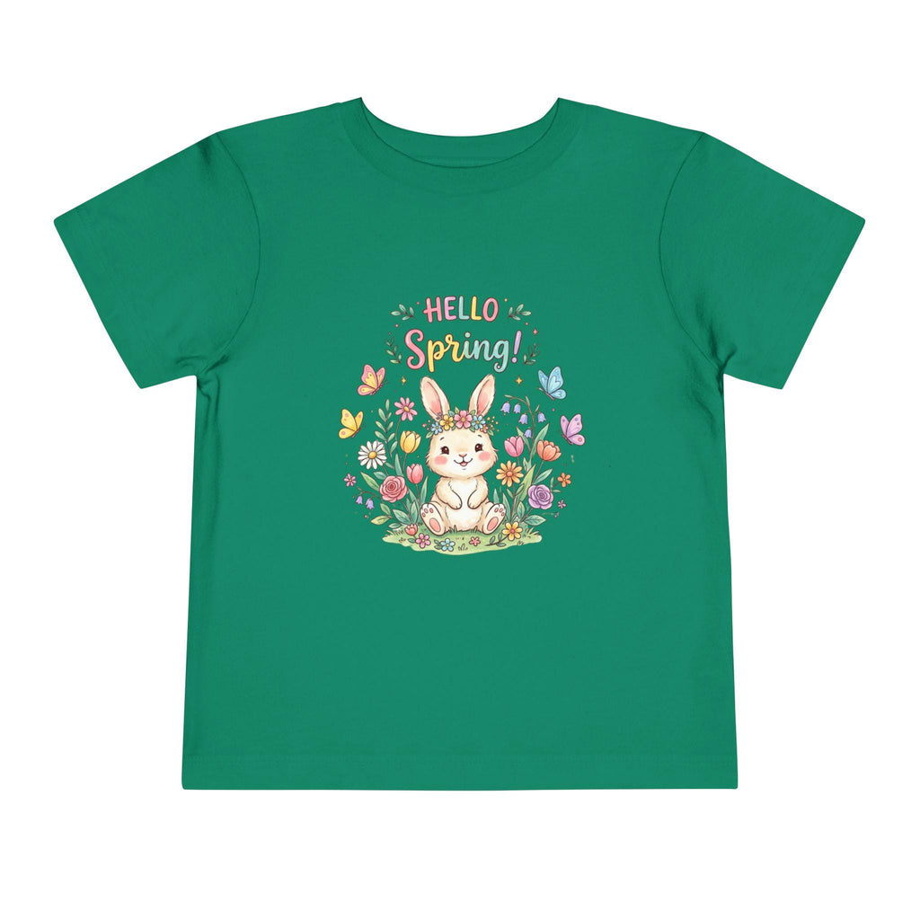 Toddler Bunny Spring Tee | Hand-Drawn Floral Butterflies Meadow