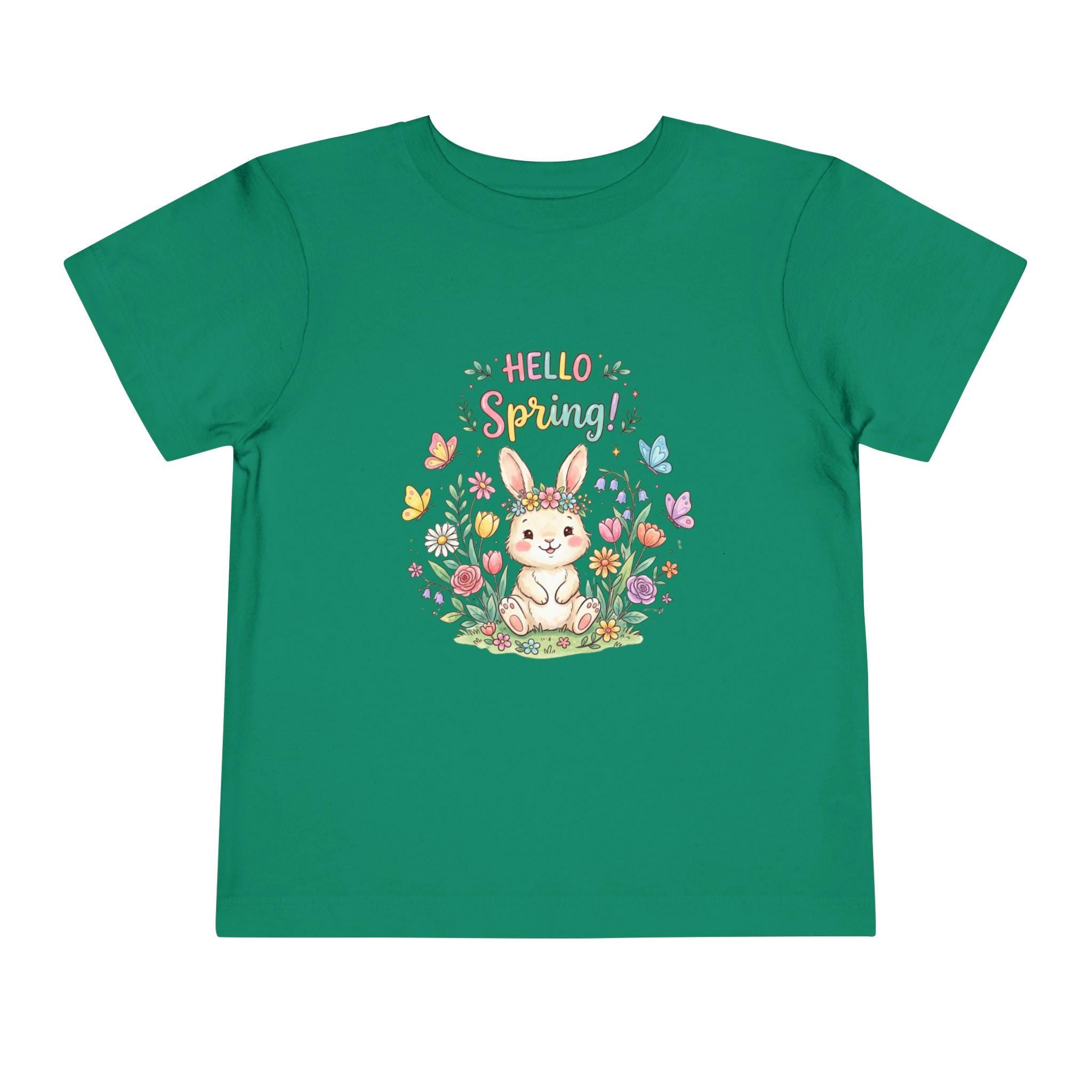 Toddler Bunny Spring Tee | Hand-Drawn Floral Butterflies Meadow