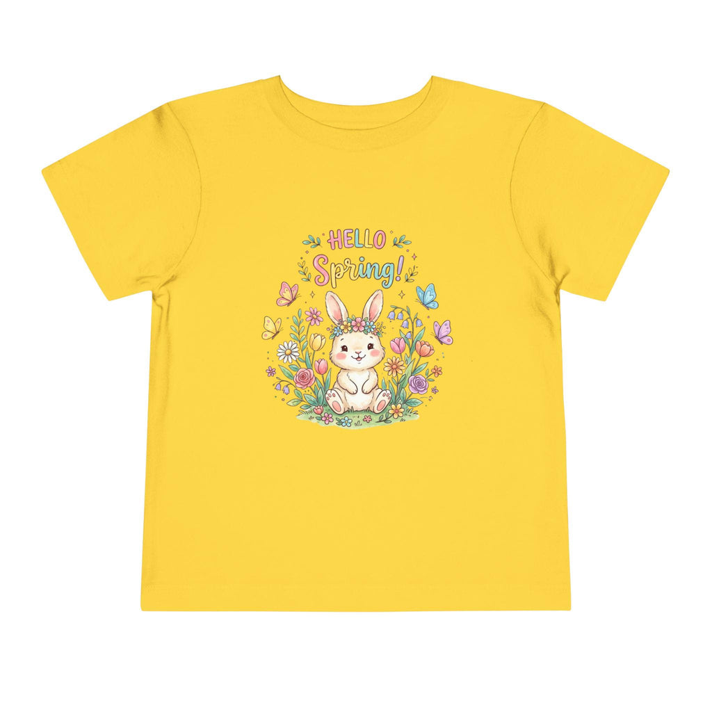Toddler Bunny Spring Tee | Hand-Drawn Floral Butterflies Meadow