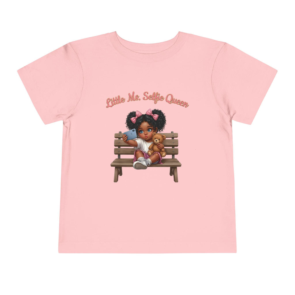 Toddler Tee | Little Ms. Selfie Queen Illustration, Park Bench Scene