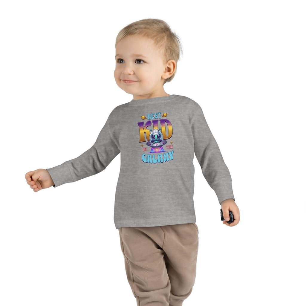 Toddler Long Sleeve Tee | Alien Spaceship Graphic, Retro Playtime Postcard