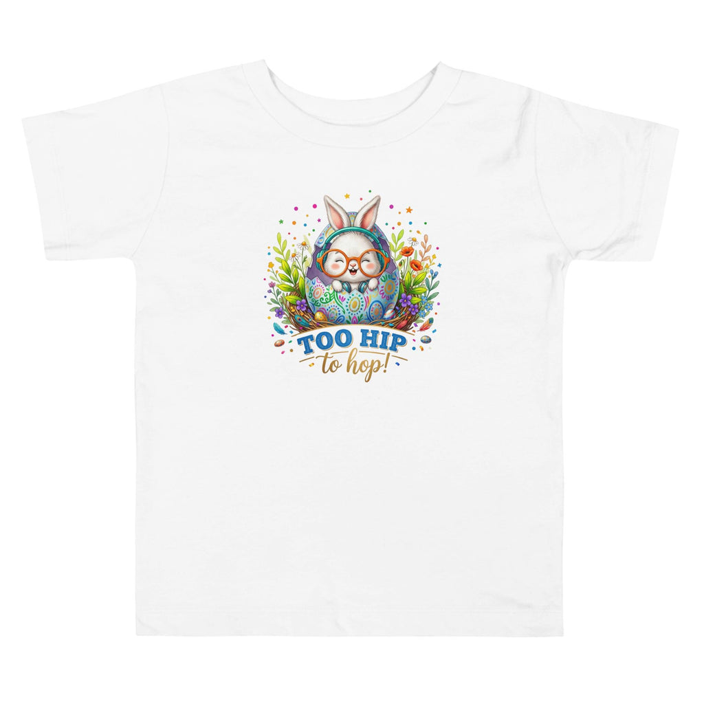 Toddler Too Hip to hop Easter Bunny Short Sleeve Tee