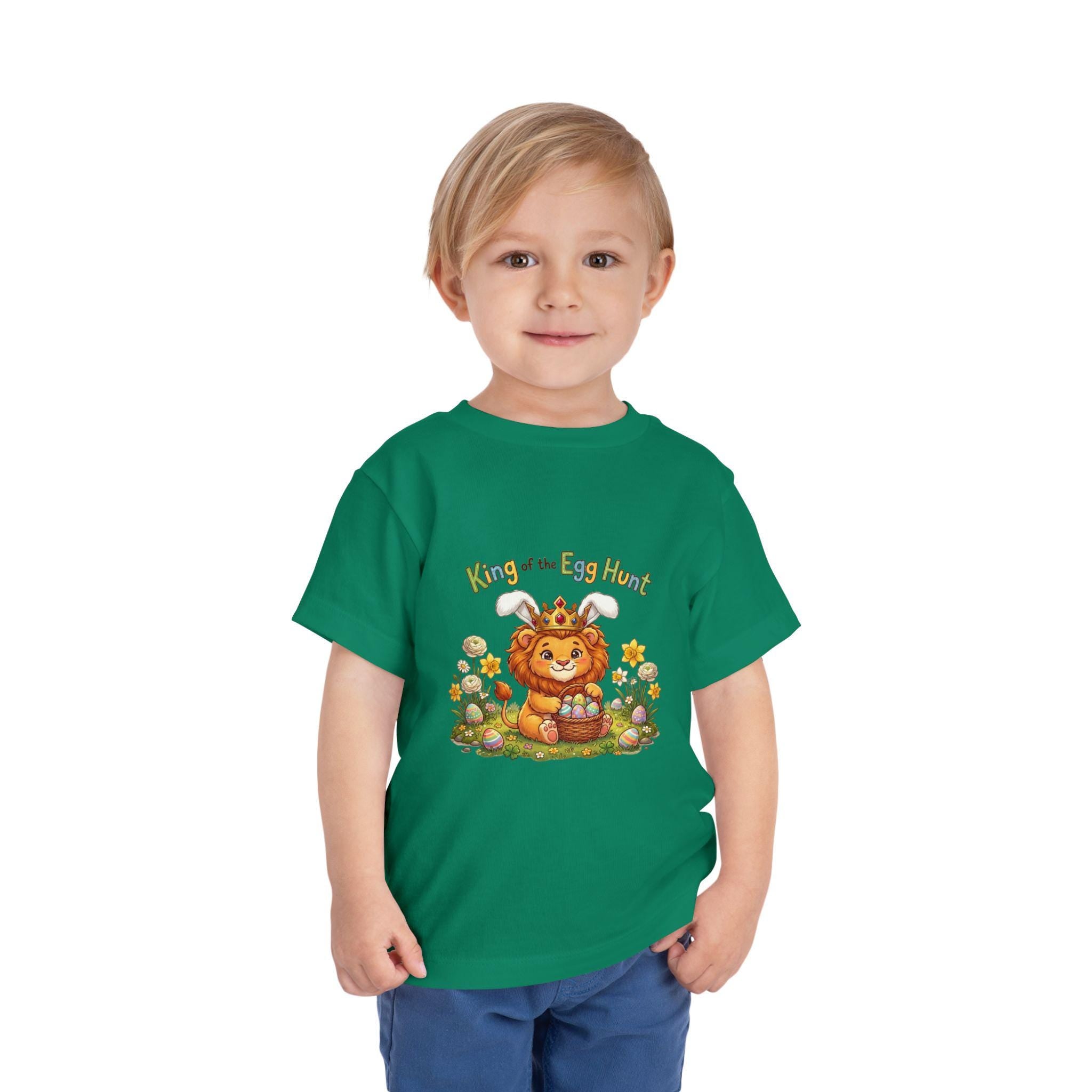 Lion with Bunny Ears King of the Egg Hunt Toddler Tee | Easter Spring