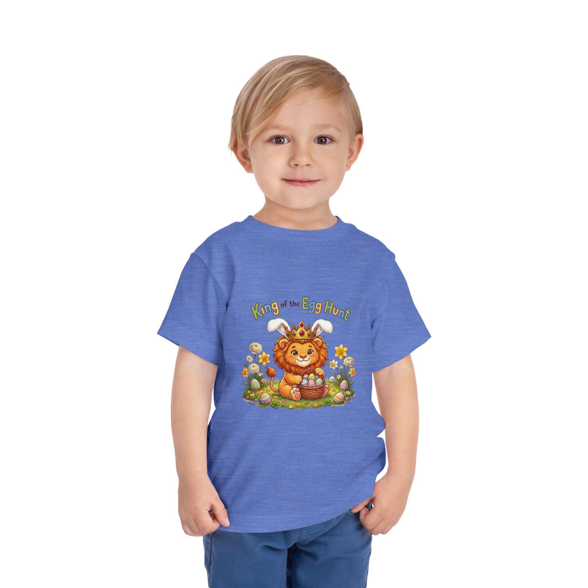 Lion with Bunny Ears King of the Egg Hunt Toddler Tee | Easter Spring