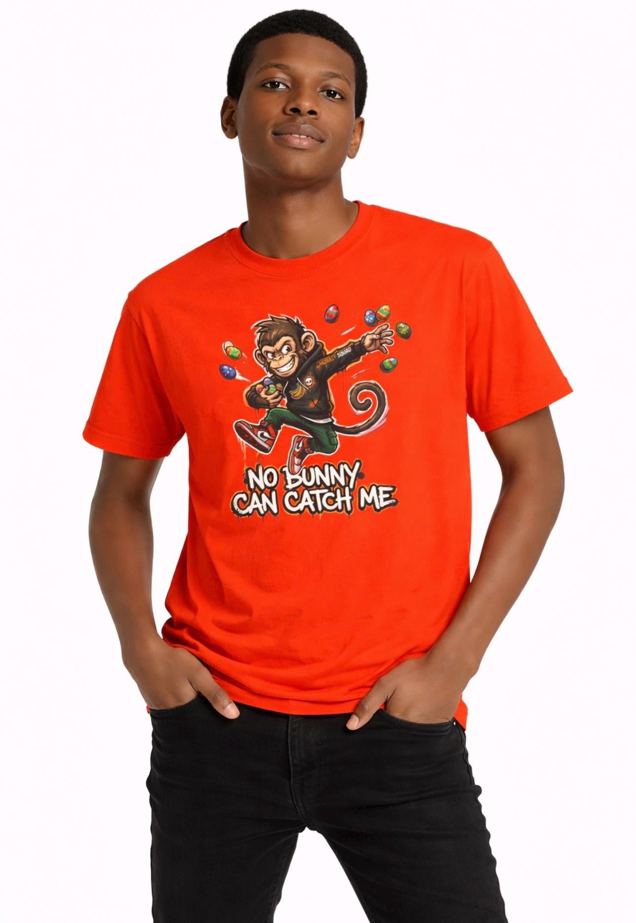 No Bunny Can Catch Me Kids Tee | Monkey Easter Eggs Dabbing