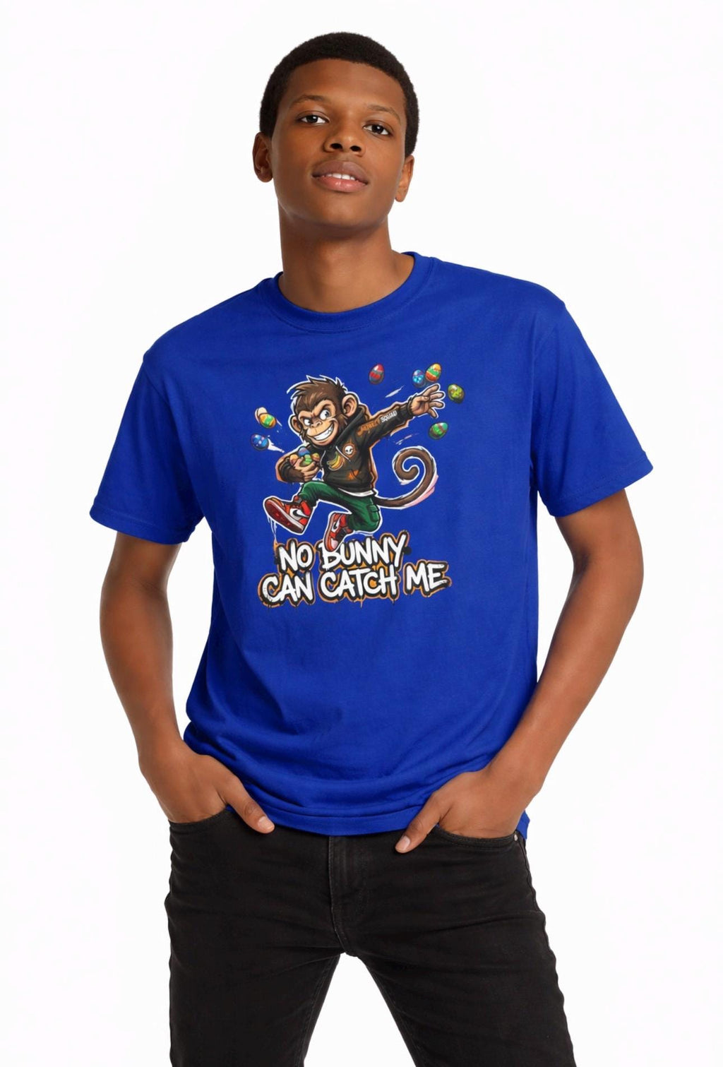 No Bunny Can Catch Me Kids Tee | Monkey Easter Eggs Dabbing