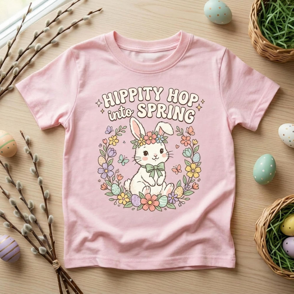 Hippity Hop into Spring: Bunny Easter Floral T-Shirt