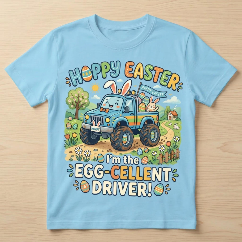 Egg-cellent Truck Driver: Hoppy Easter Toddler Graphic T-shirt