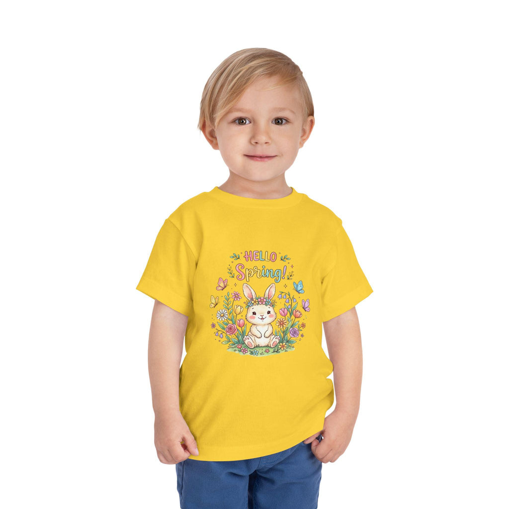 Toddler Bunny Spring Tee | Hand-Drawn Floral Butterflies Meadow
