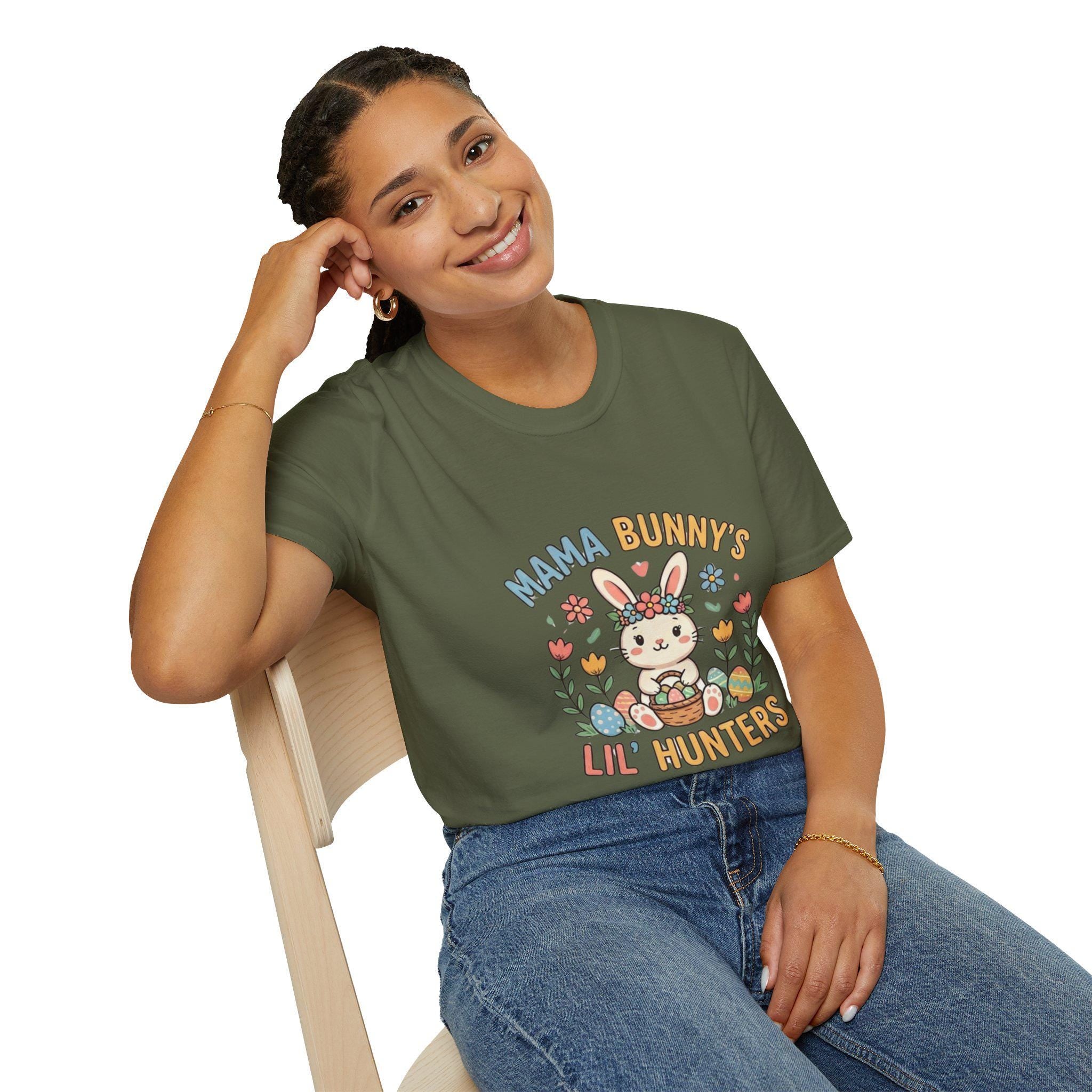 Mama Bunny's Lil' Hunters T-Shirt | Easter Bunny, Floral Egg Hunt Design