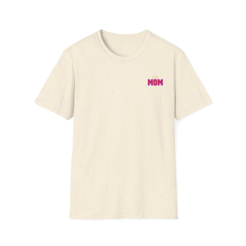 Motherhood graphic T-Shirt | Mom chest print, floral afro woman back design Mother's Day Shirt