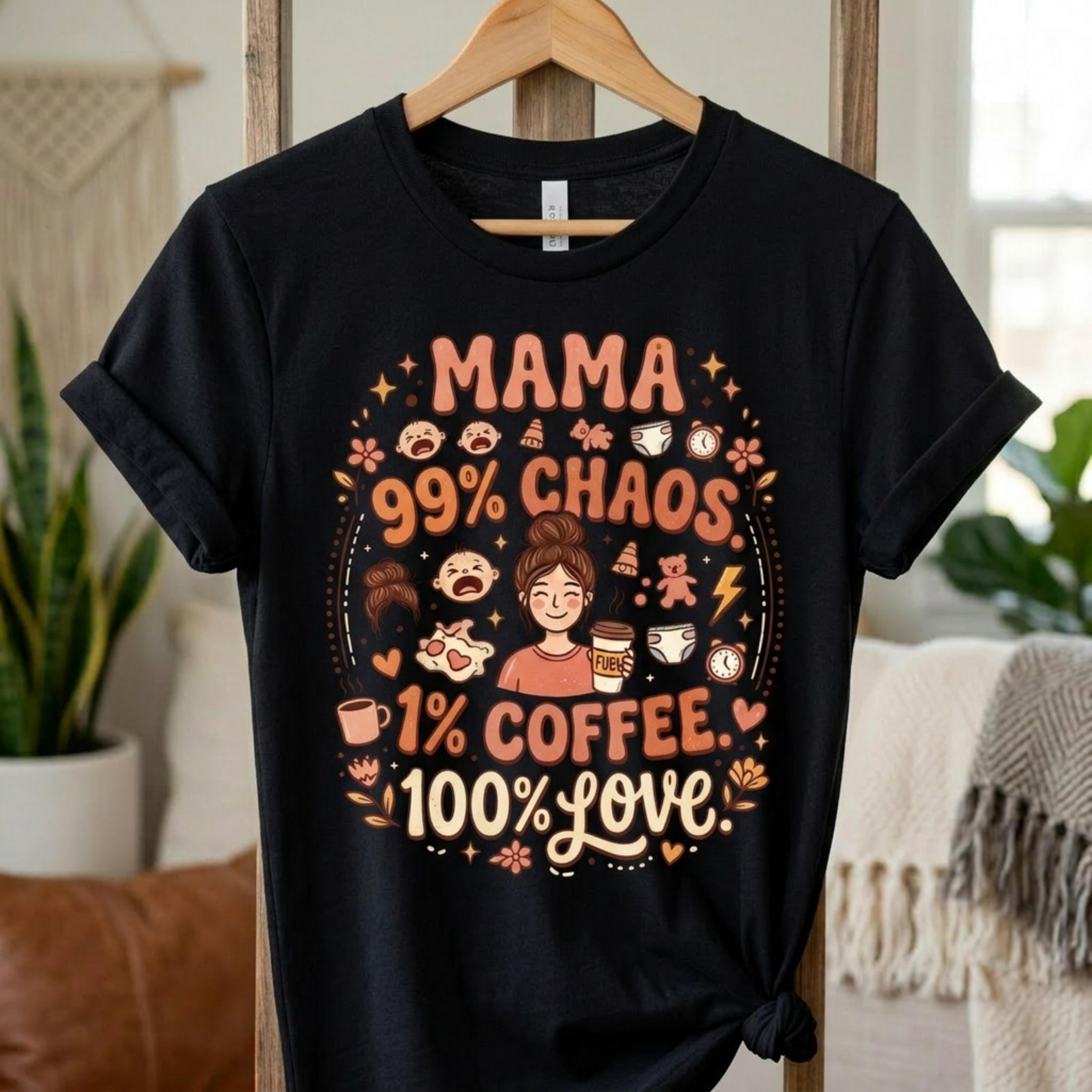 Mama 99 Chaos, 1 Coffee, 100 Love Women's T-Shirt – Mom Life Apparel for Mother's Day