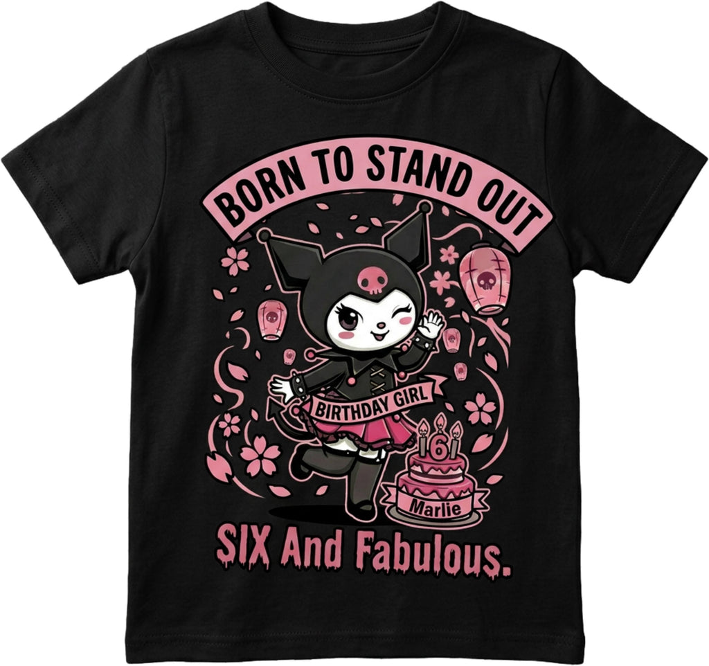 Custom Kuromi Anime "Born To Stand Out' Birthday Personalized Girl T-Shirt