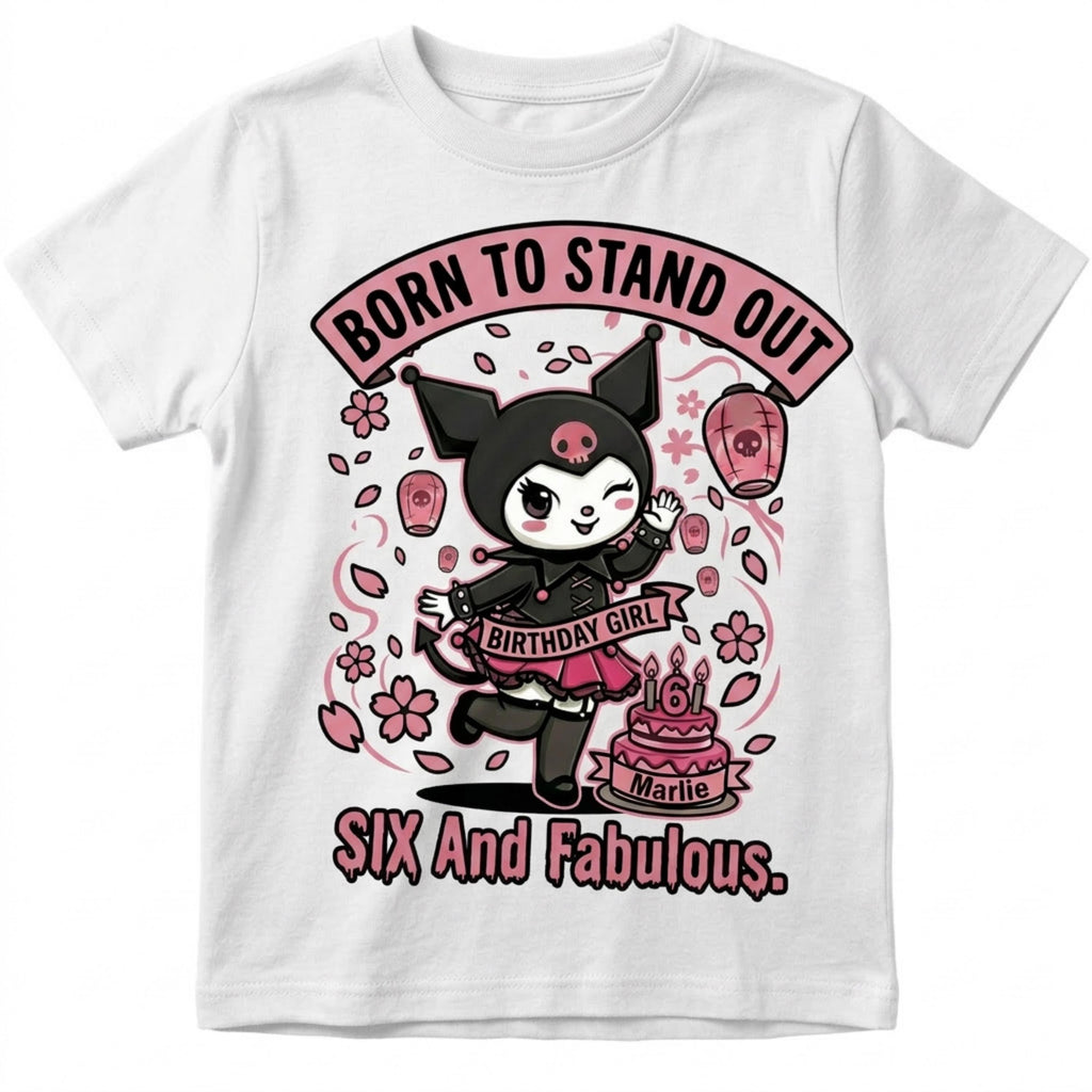 Custom Kuromi Anime "Born To Stand Out' Birthday Personalized Girl T-Shirt