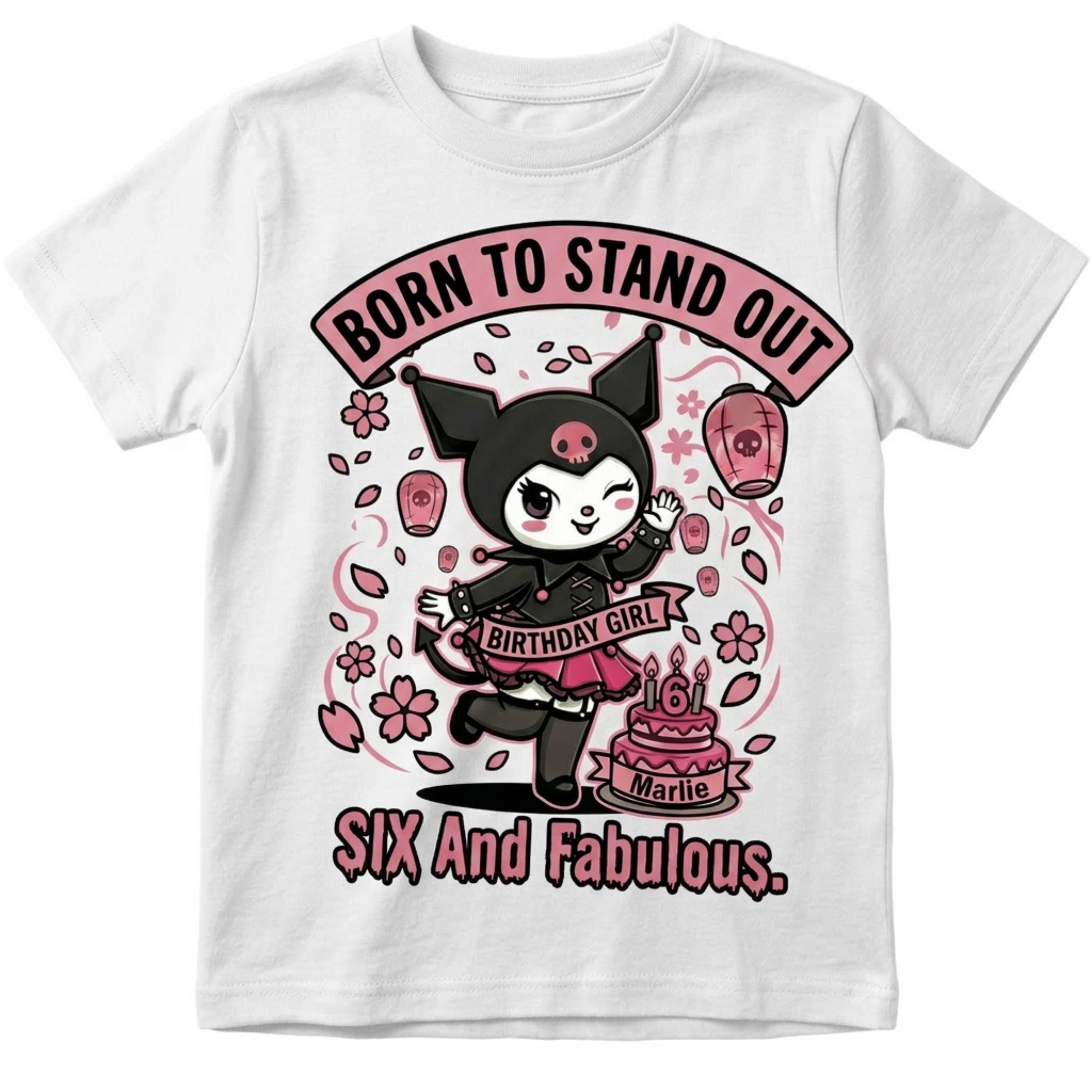Custom Kuromi Anime "Born To Stand Out' Birthday Personalized Girl T-Shirt