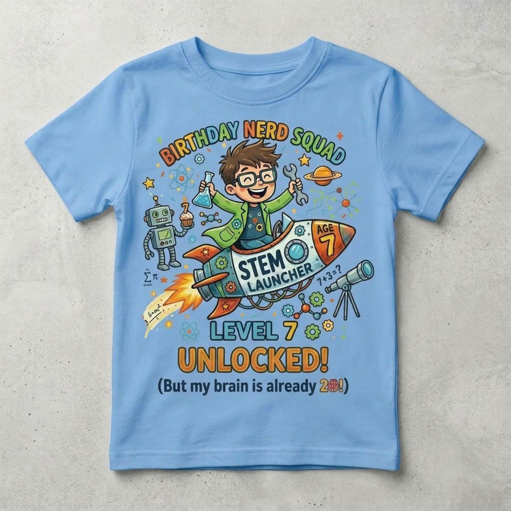 Custom STEM Birthday Nerd Squad Unisex T-Shirt, Personalize age Tee