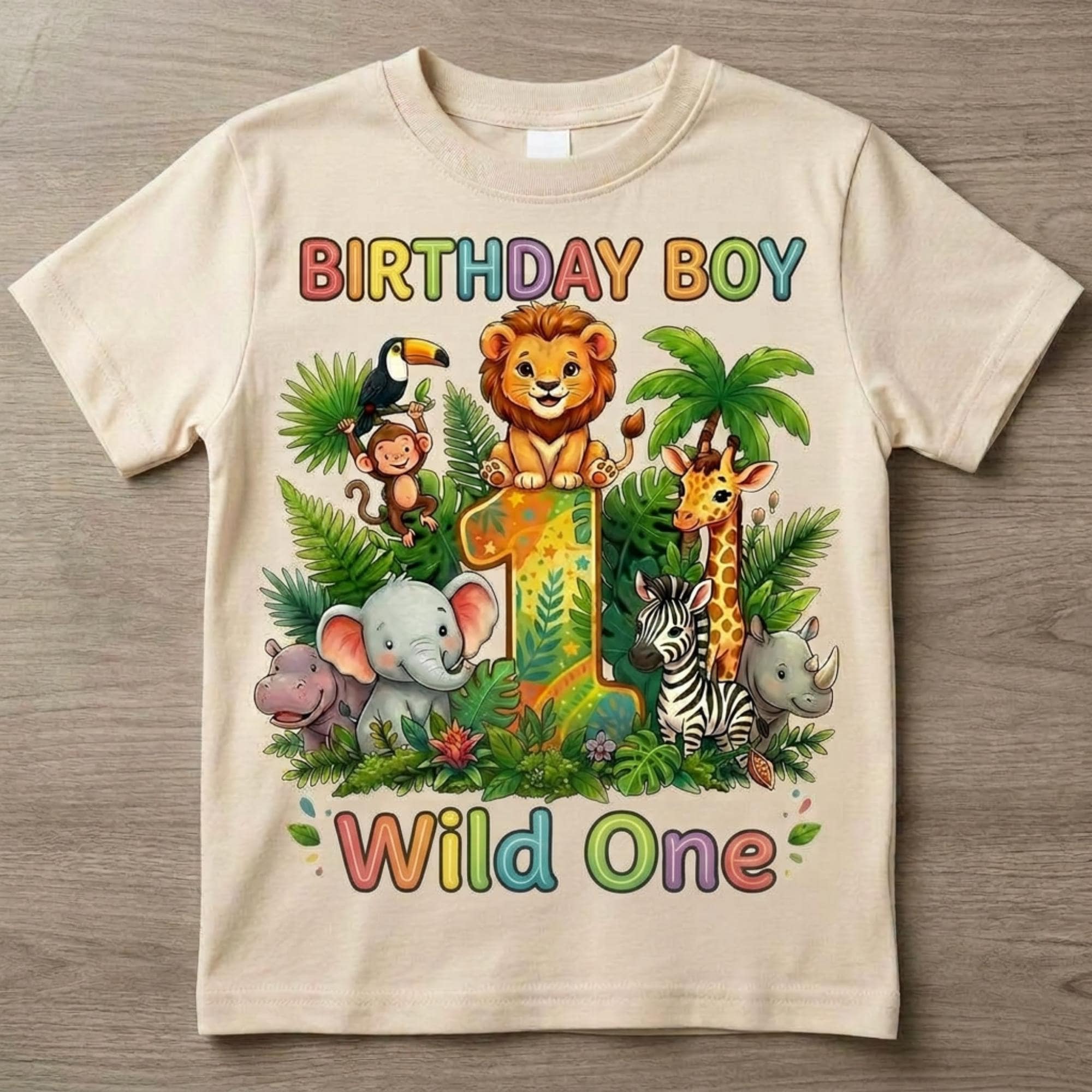 Custom Safari Birthday Boy Shirt, Personalized Jungle Animals Tee