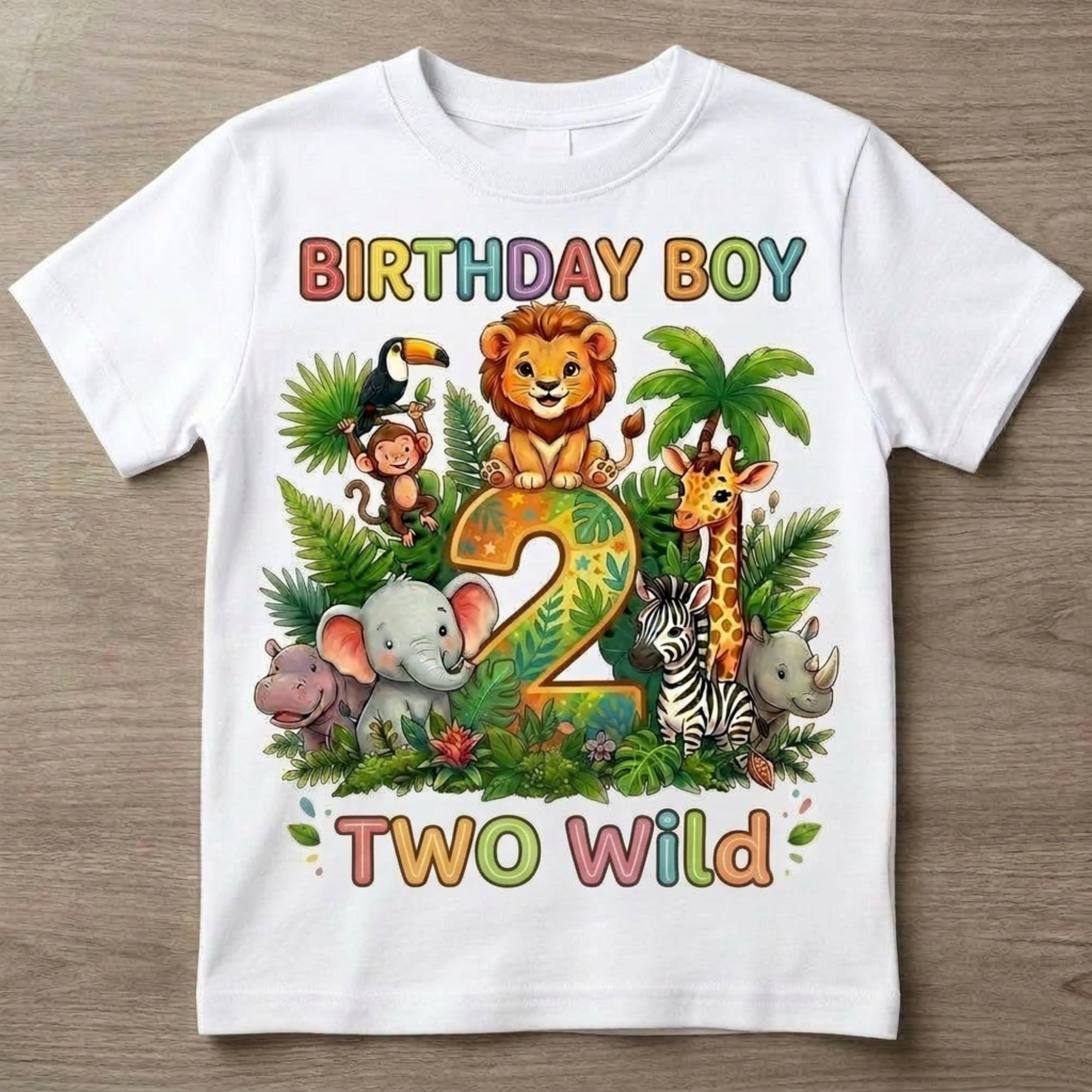 Custom Safari Birthday Boy Shirt, Personalized Jungle Animals Tee