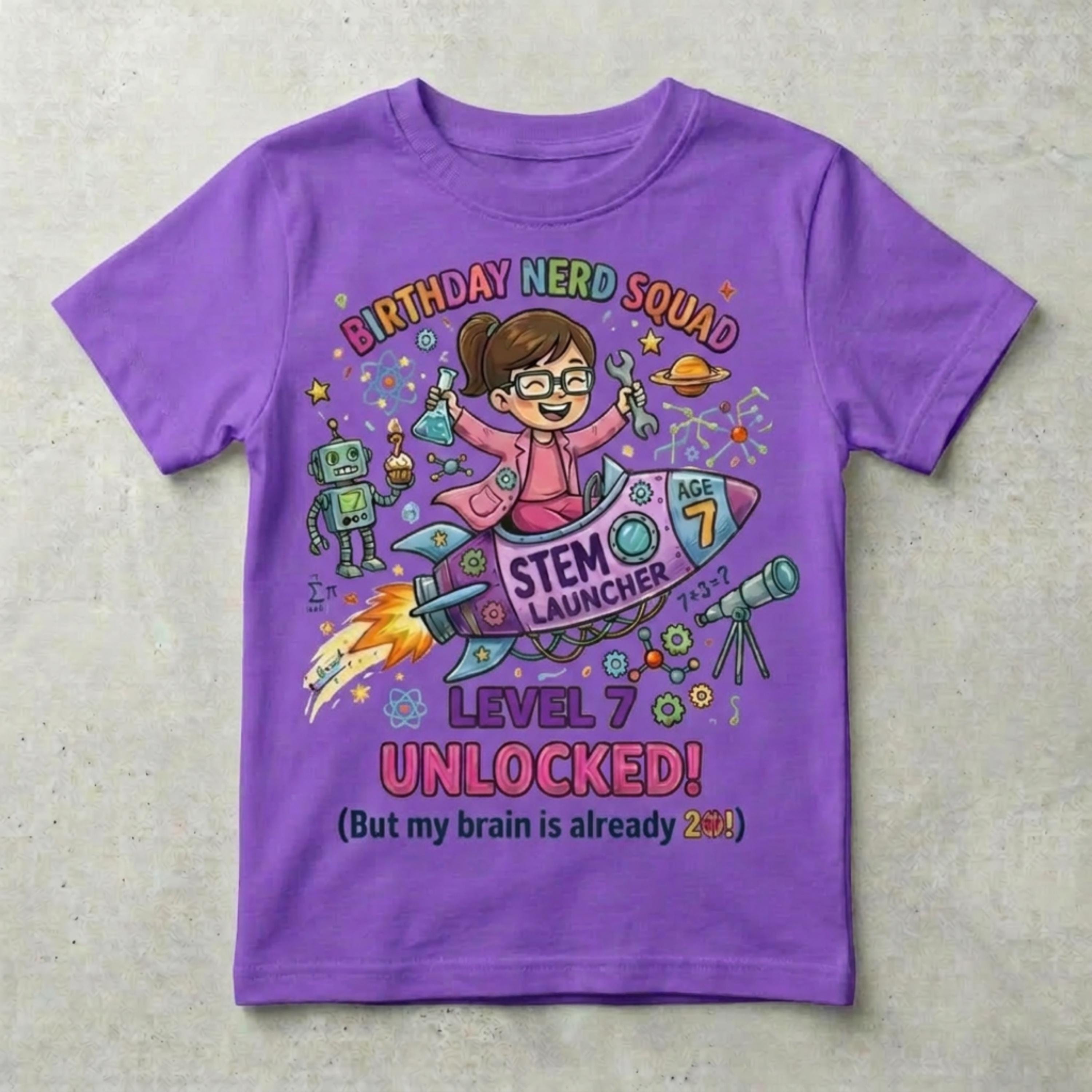 Custom STEM Birthday Nerd Squad Unisex T-Shirt, Personalize age Tee