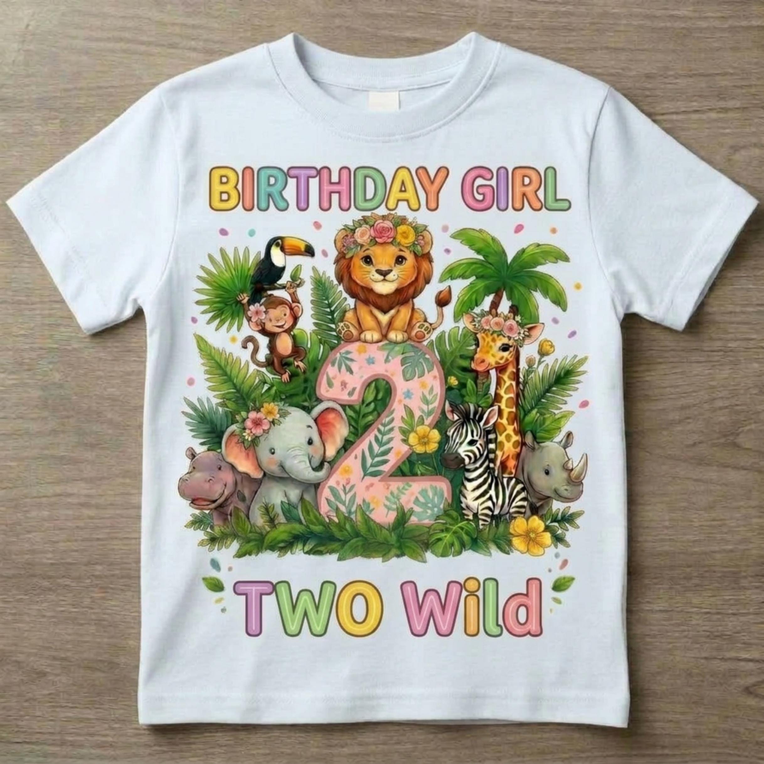 Custom Safari Birthday Girl Shirt, Personalized Jungle Animals Tee