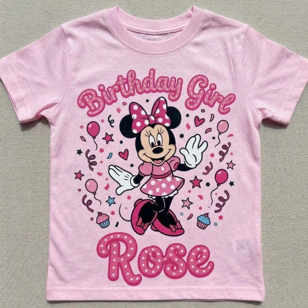 Custom Disney Minnie Mouse Birthday Girl T-Shirt