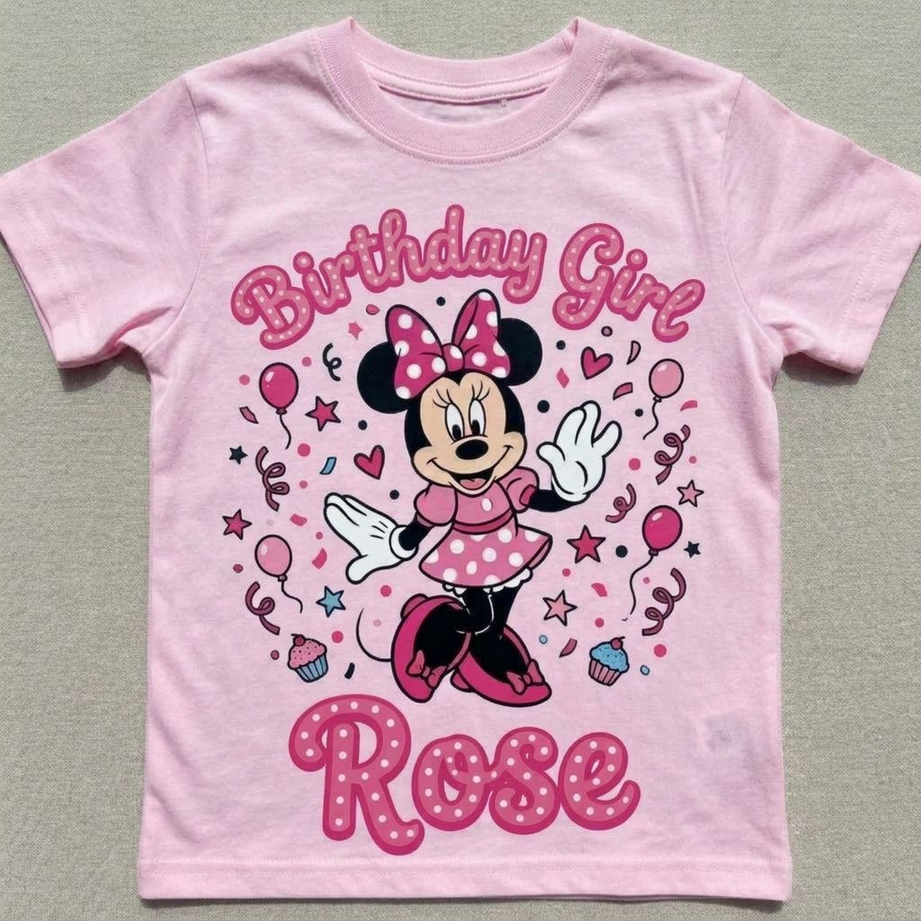 Custom Disney Minnie Mouse Birthday Girl T-Shirt