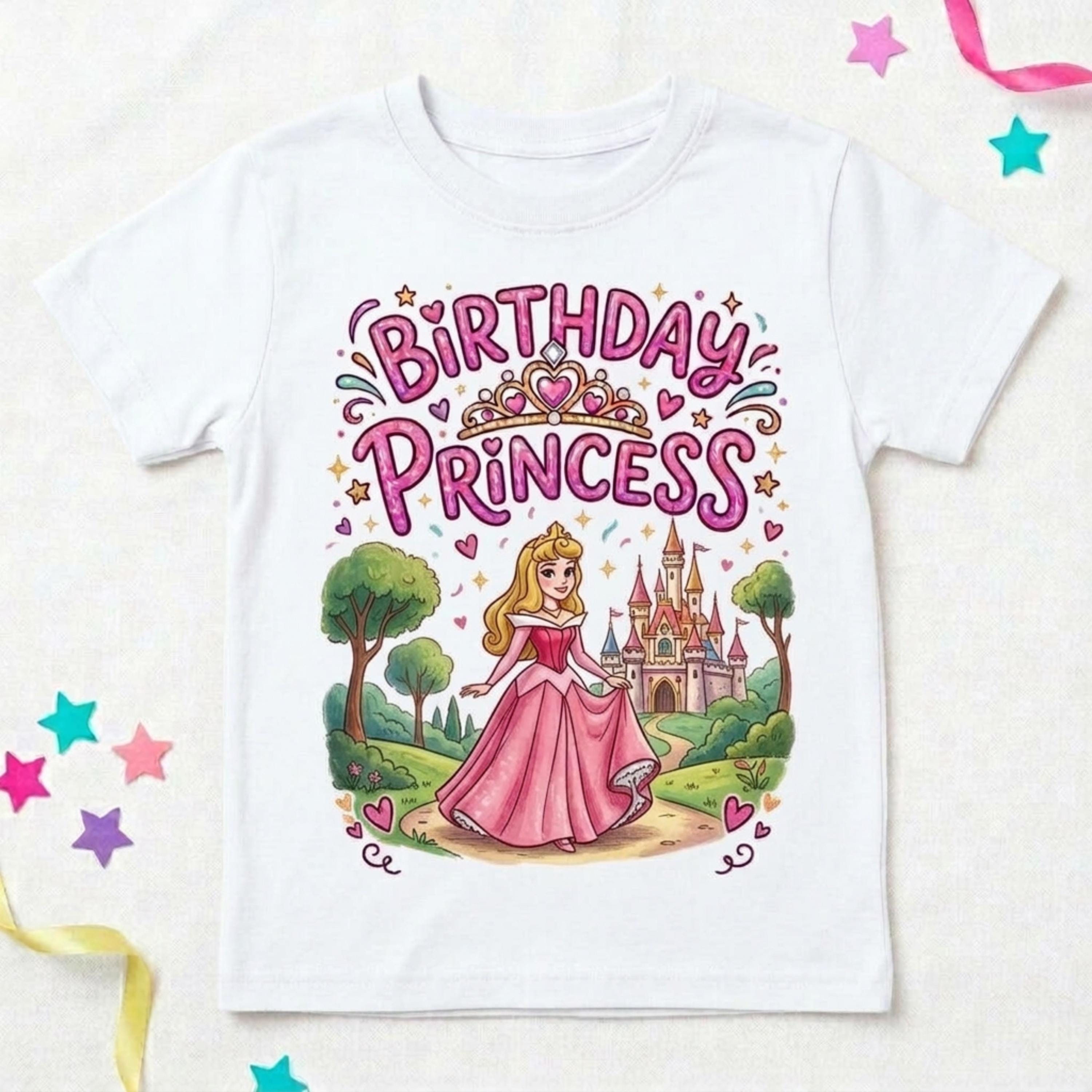 Princess Aurora and her Castle Birthday Girl T-Shirt