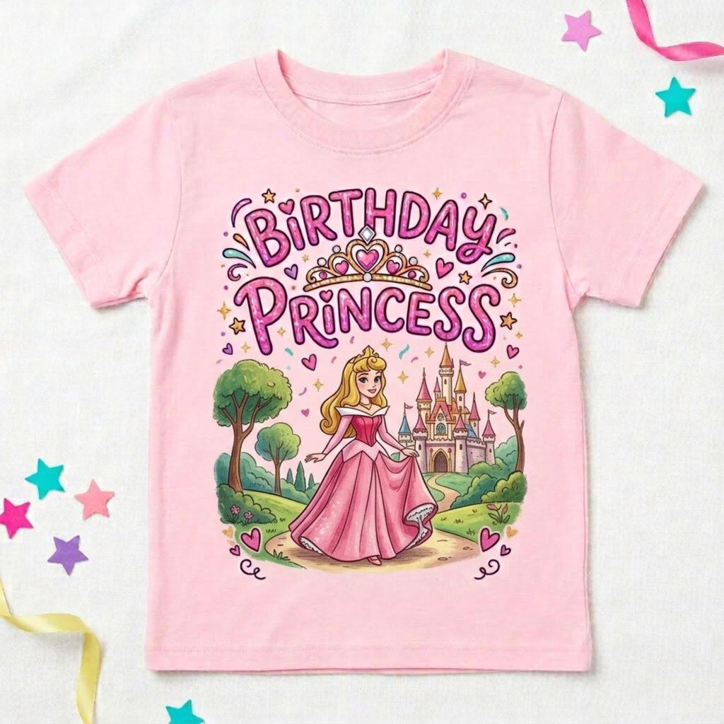 Princess Aurora and her Castle Birthday Girl T-Shirt