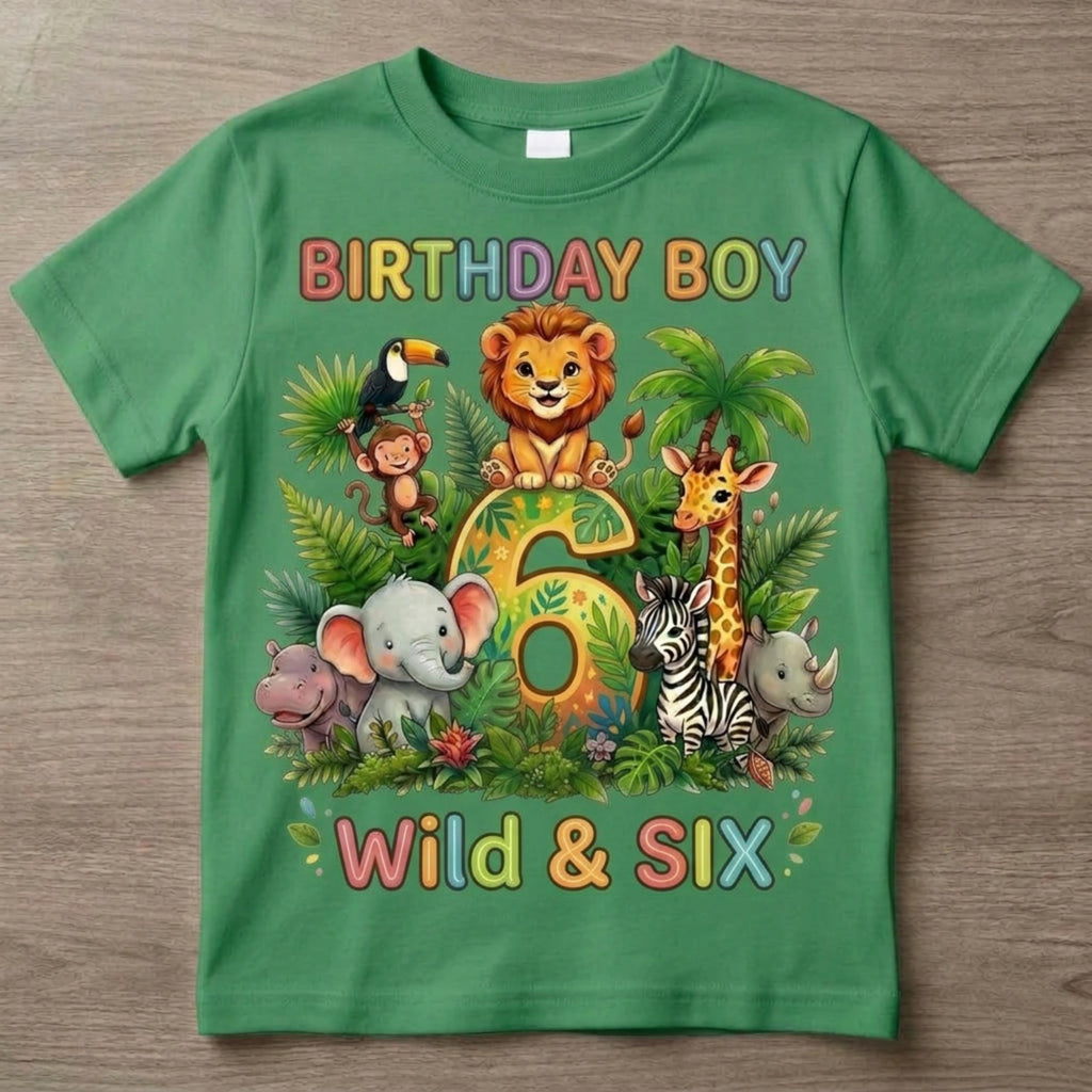 Custom Safari Birthday Boy Shirt, Personalized Jungle Animals Tee