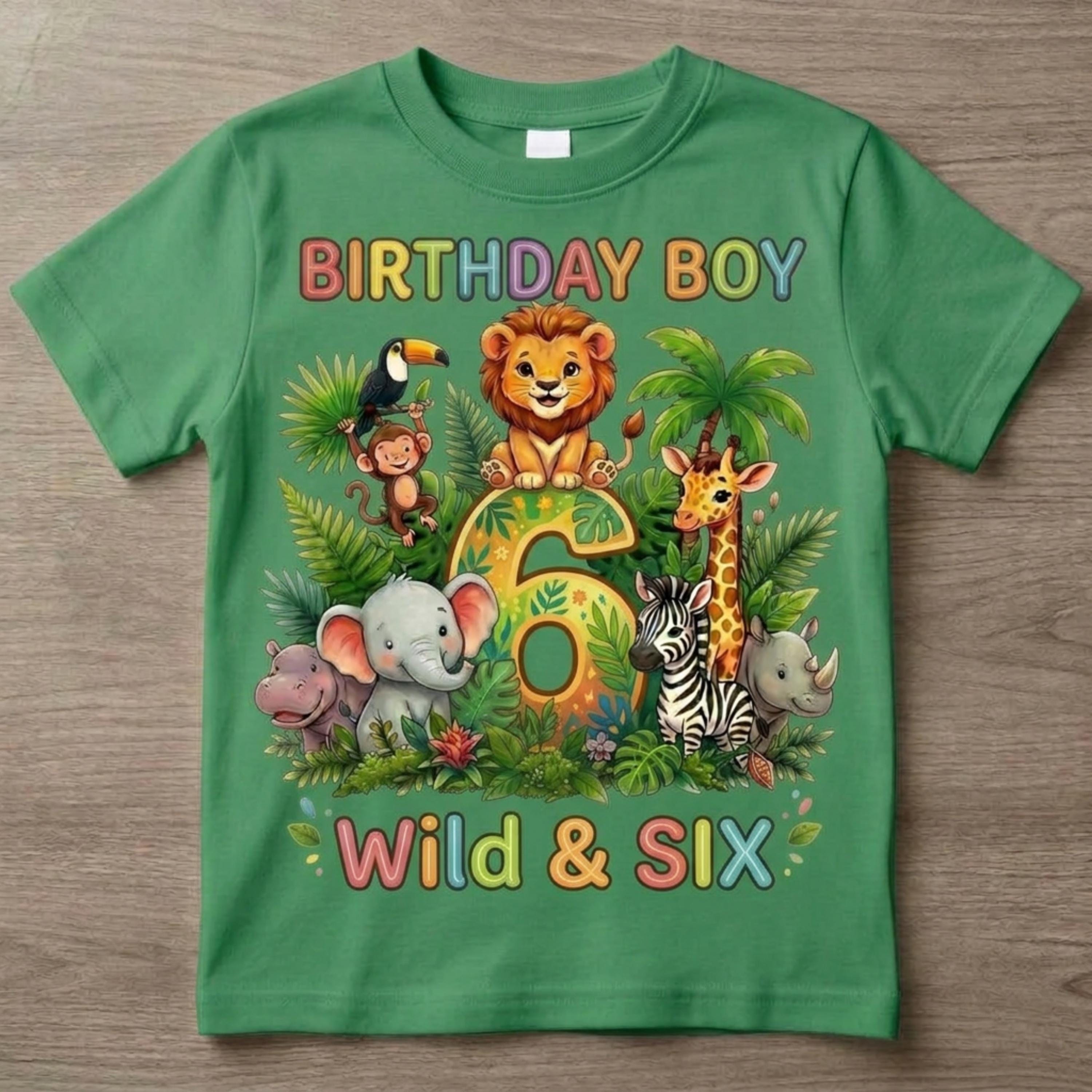 Custom Safari Birthday Boy Shirt, Personalized Jungle Animals Tee