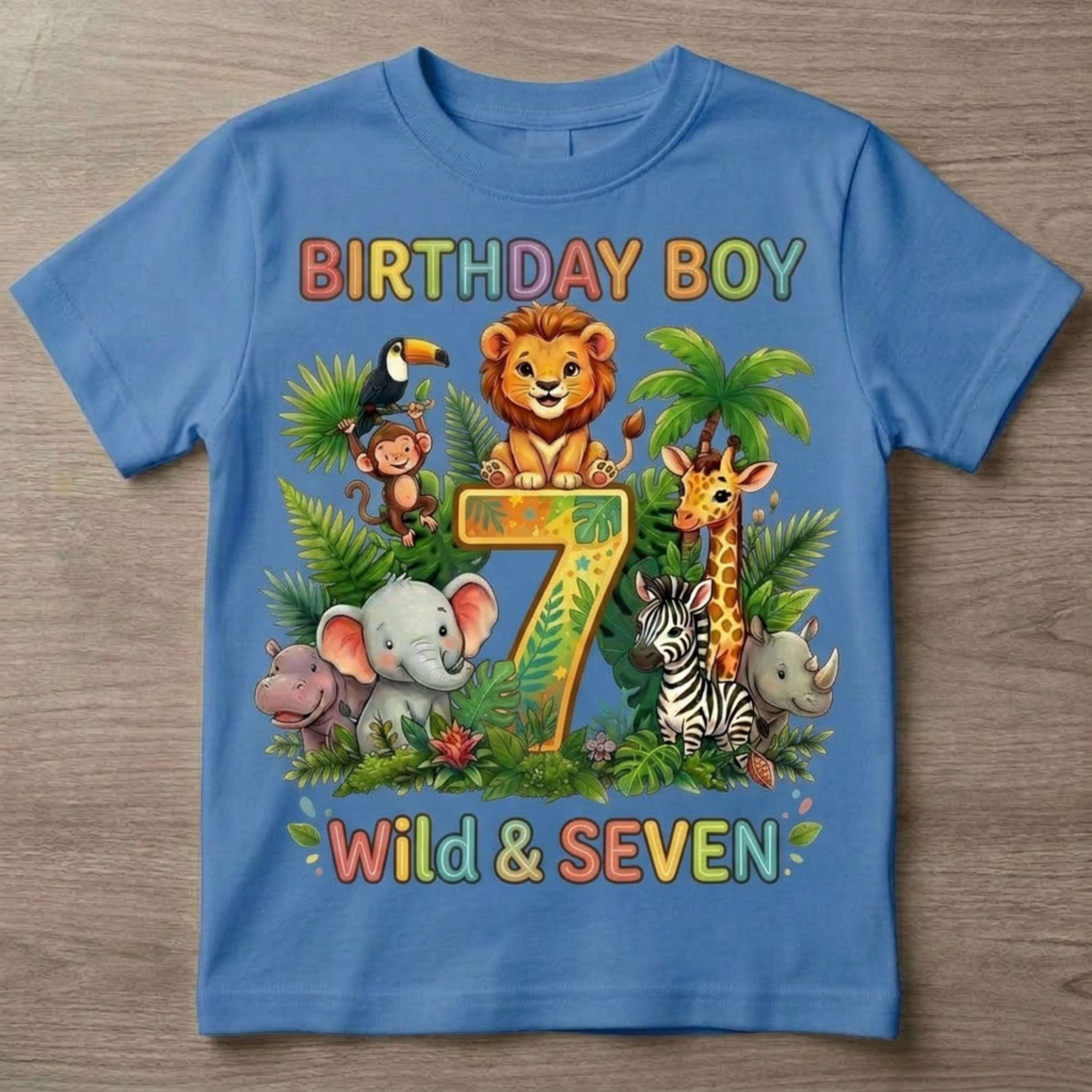 Custom Safari Birthday Boy Shirt, Personalized Jungle Animals Tee