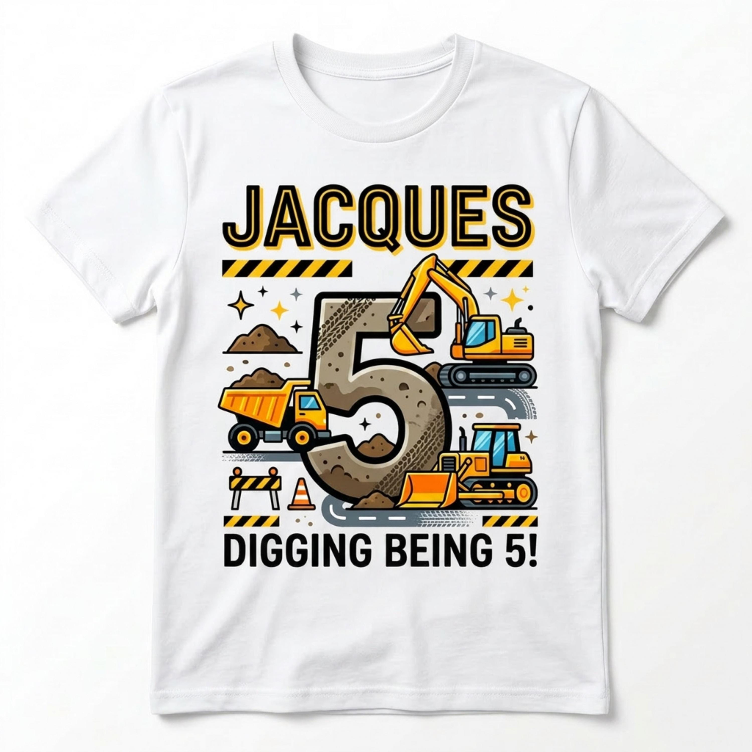 Custom Construction Truck Birthday Shirt, Personalized Name Age Tee
