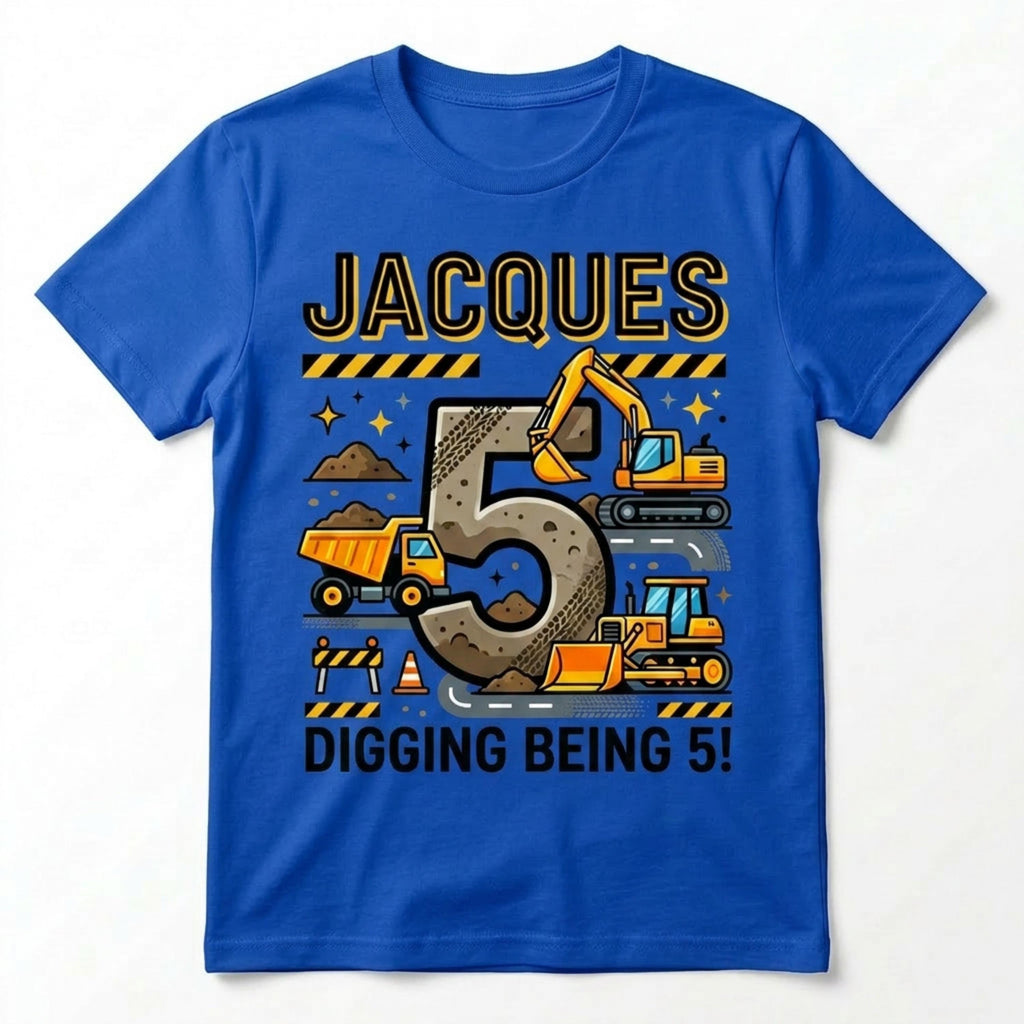 Custom Construction Truck Birthday Shirt, Personalized Name Age Tee
