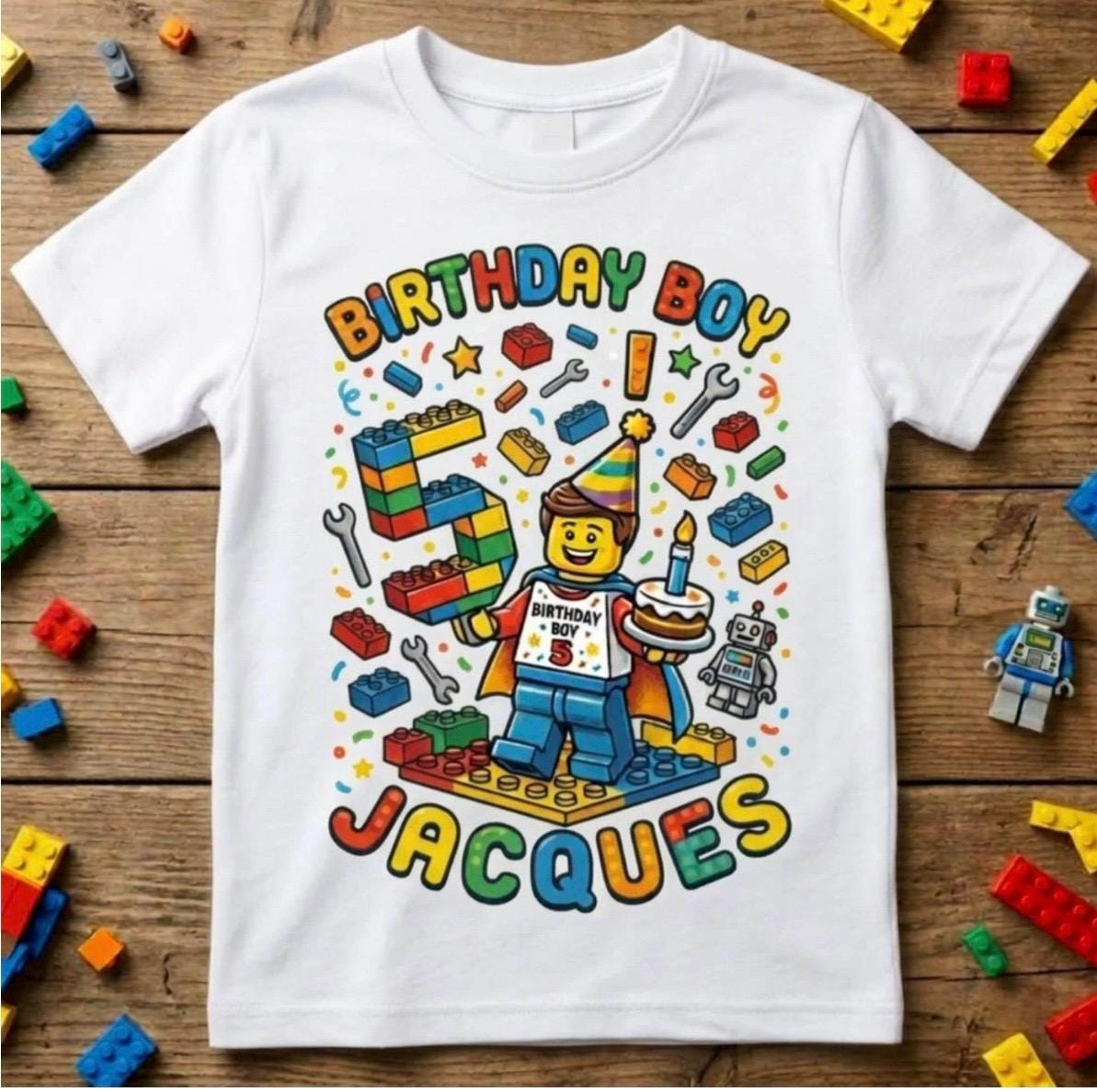 Custom Blocks Builder Birthday Boy Shirt, Personalized Tee