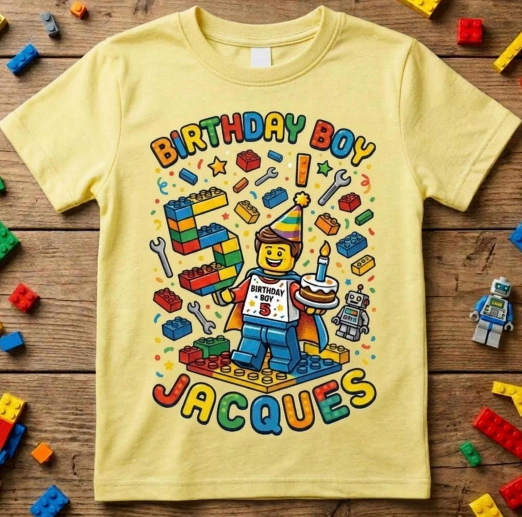 Custom Blocks Builder Birthday Boy Shirt, Personalized Tee