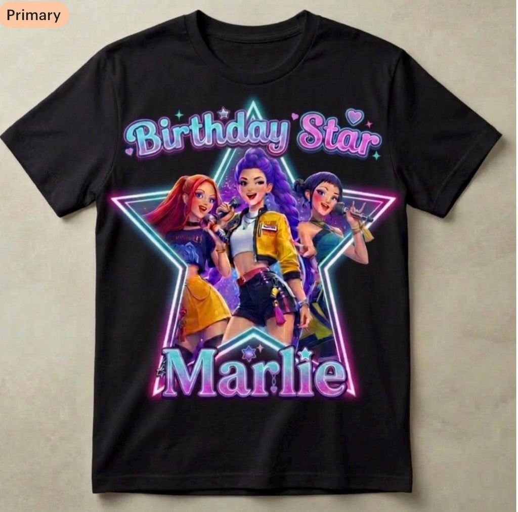 Custom Anime Birthday Girl Shirt, Personalized Kpop Star Tee