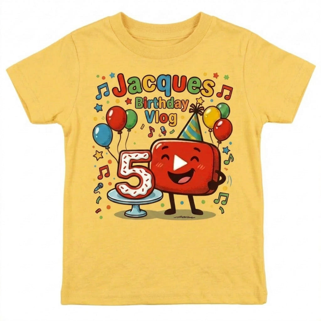 Custom YouTube Birthday T-Shirt, Personalized Unisex Boy and Girl YouTube Theme party tee