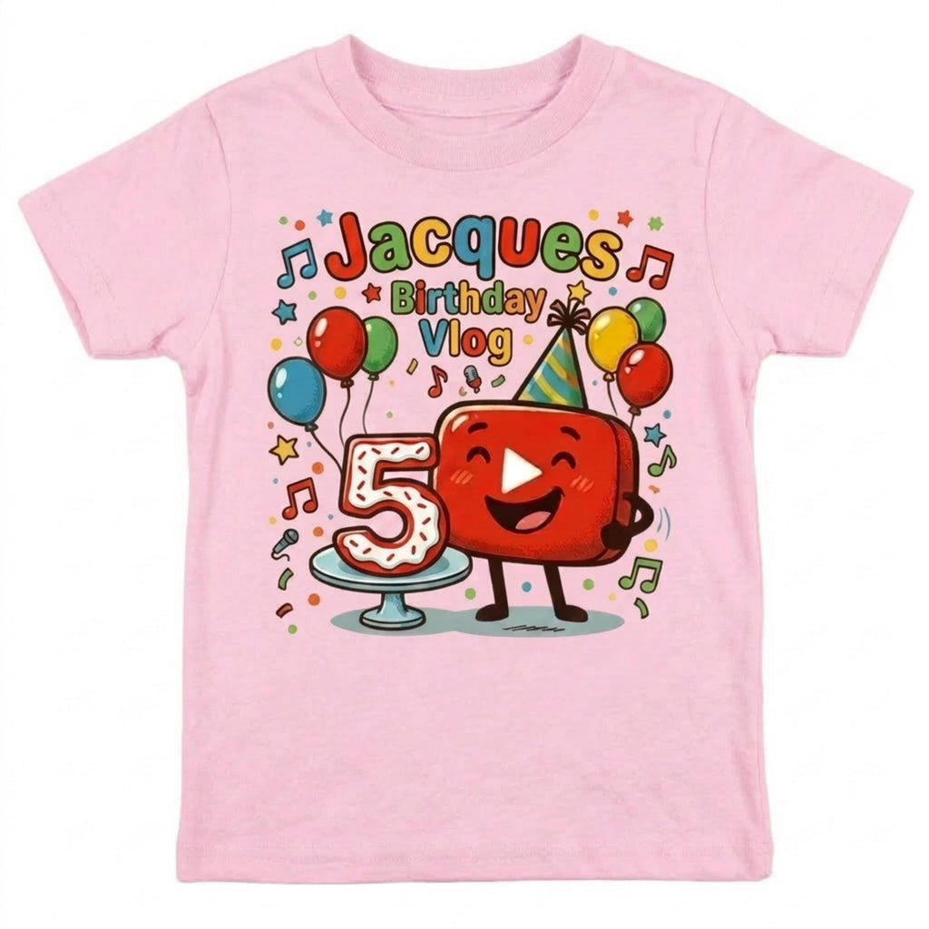 Custom YouTube Birthday T-Shirt, Personalized Unisex Boy and Girl YouTube Theme party tee