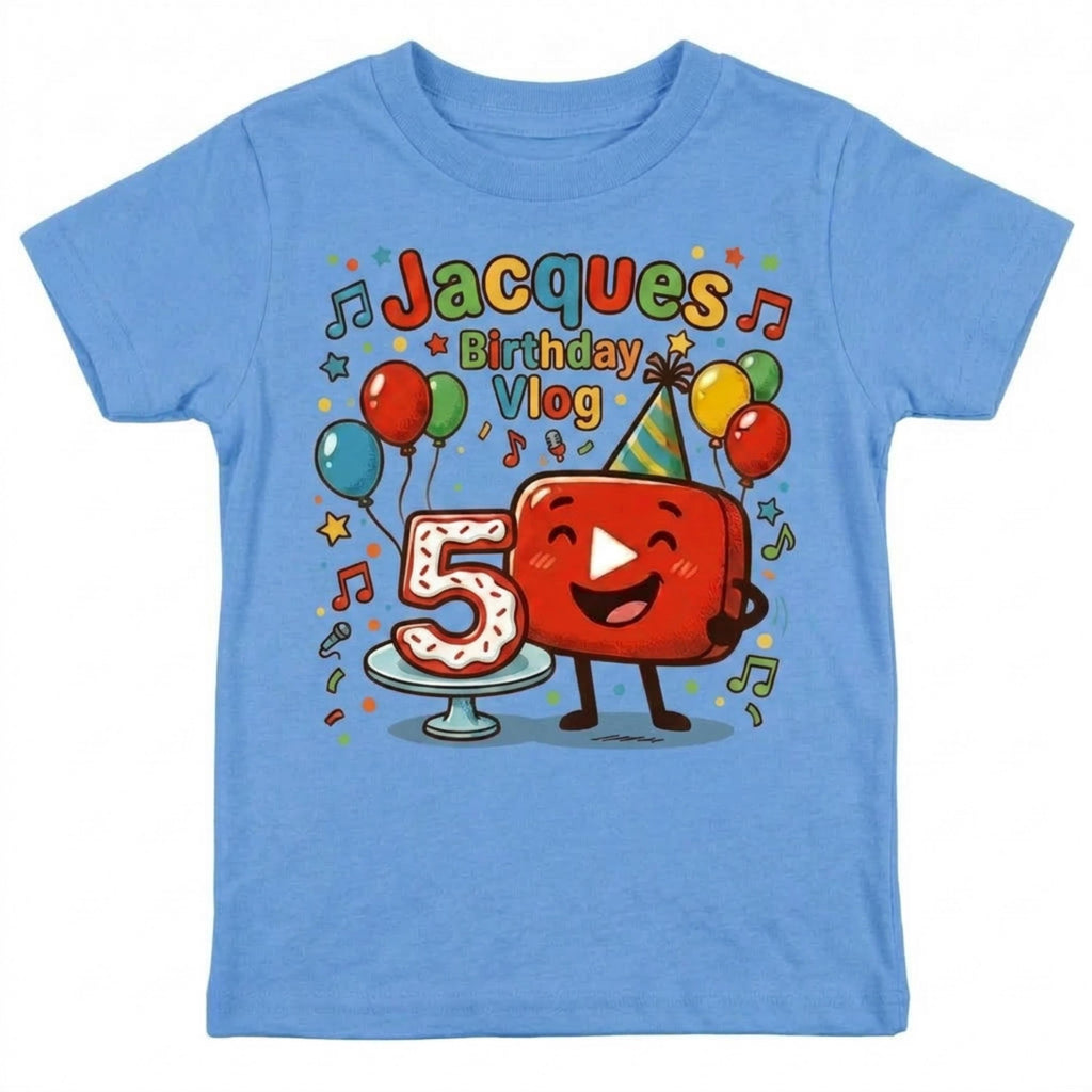 Custom YouTube Birthday T-Shirt, Personalized Unisex Boy and Girl YouTube Theme party tee