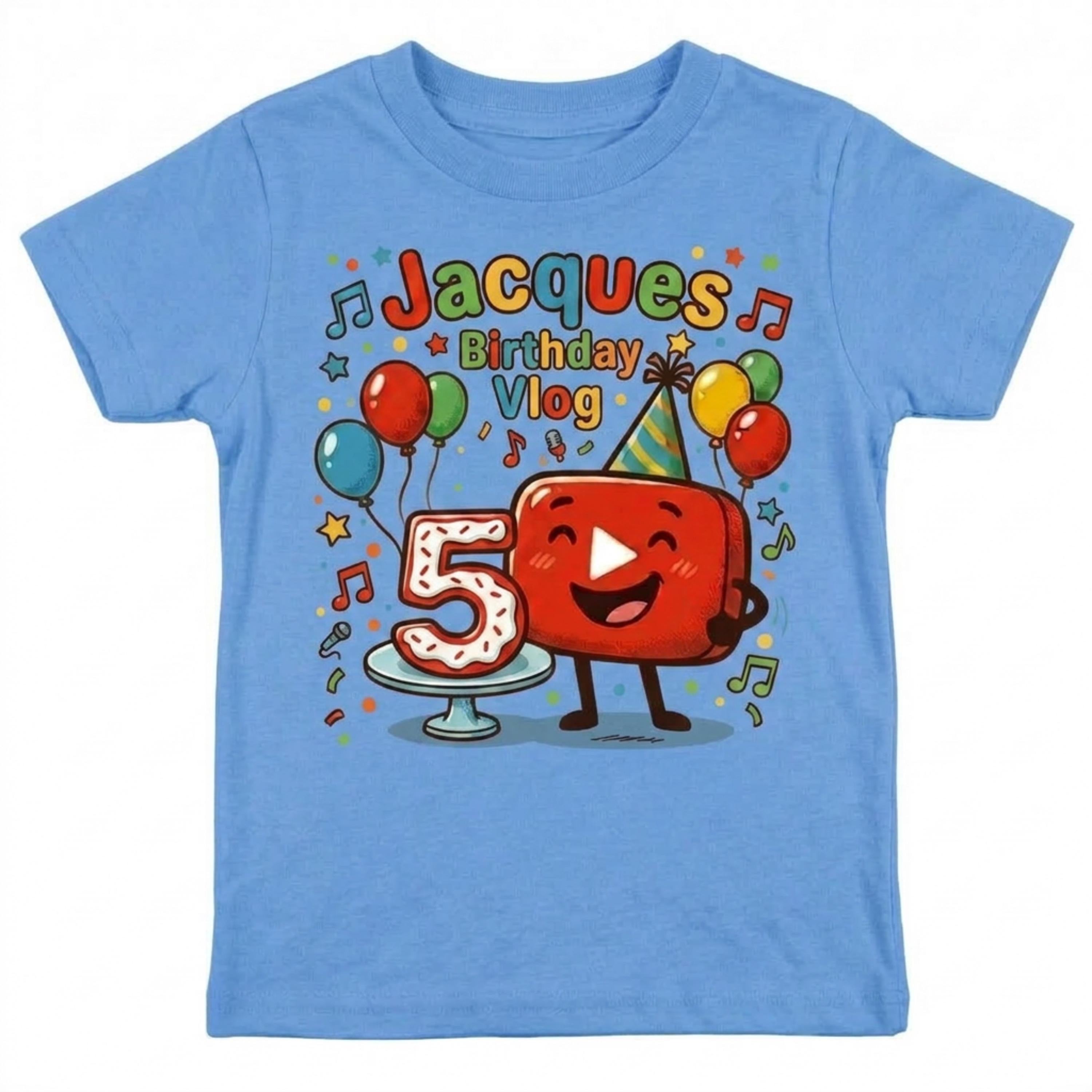 Custom YouTube Birthday T-Shirt, Personalized Unisex Boy and Girl YouTube Theme party tee