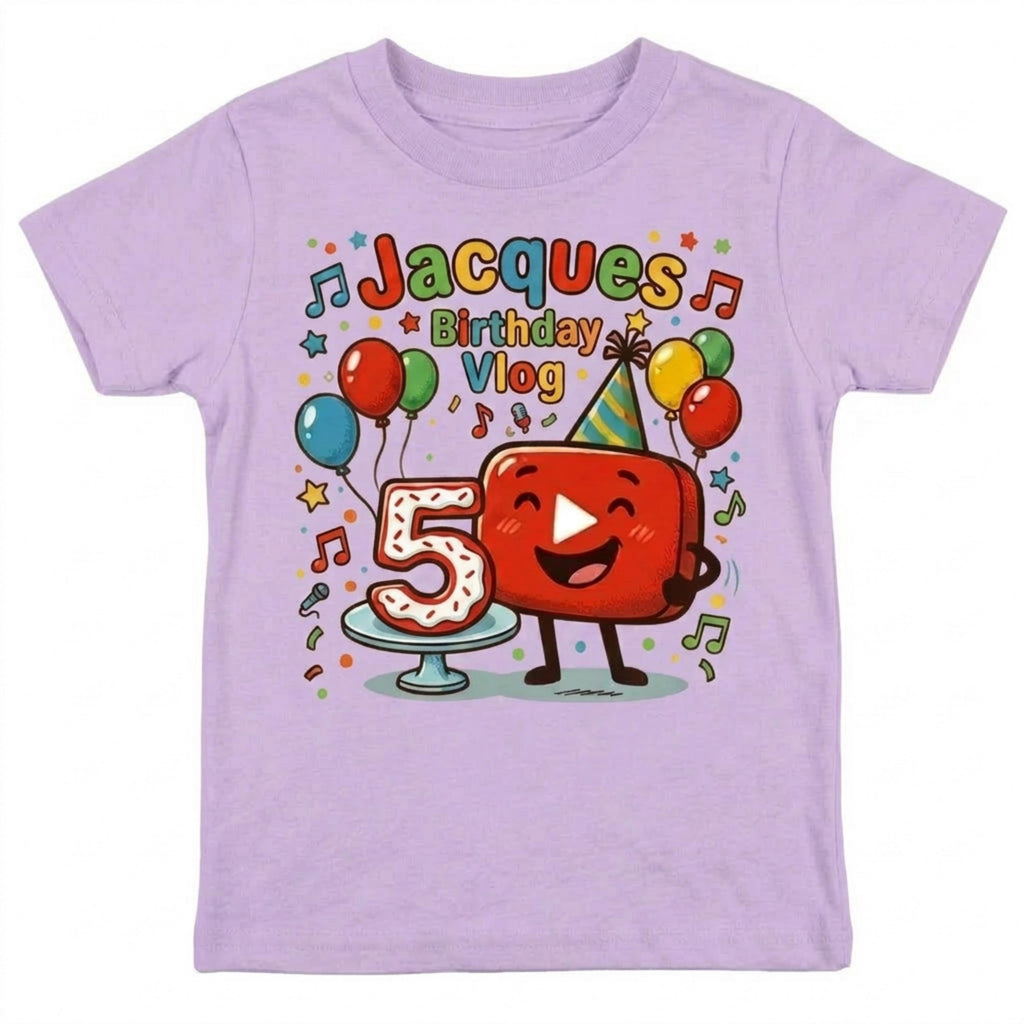Custom YouTube Birthday T-Shirt, Personalized Unisex Boy and Girl YouTube Theme party tee
