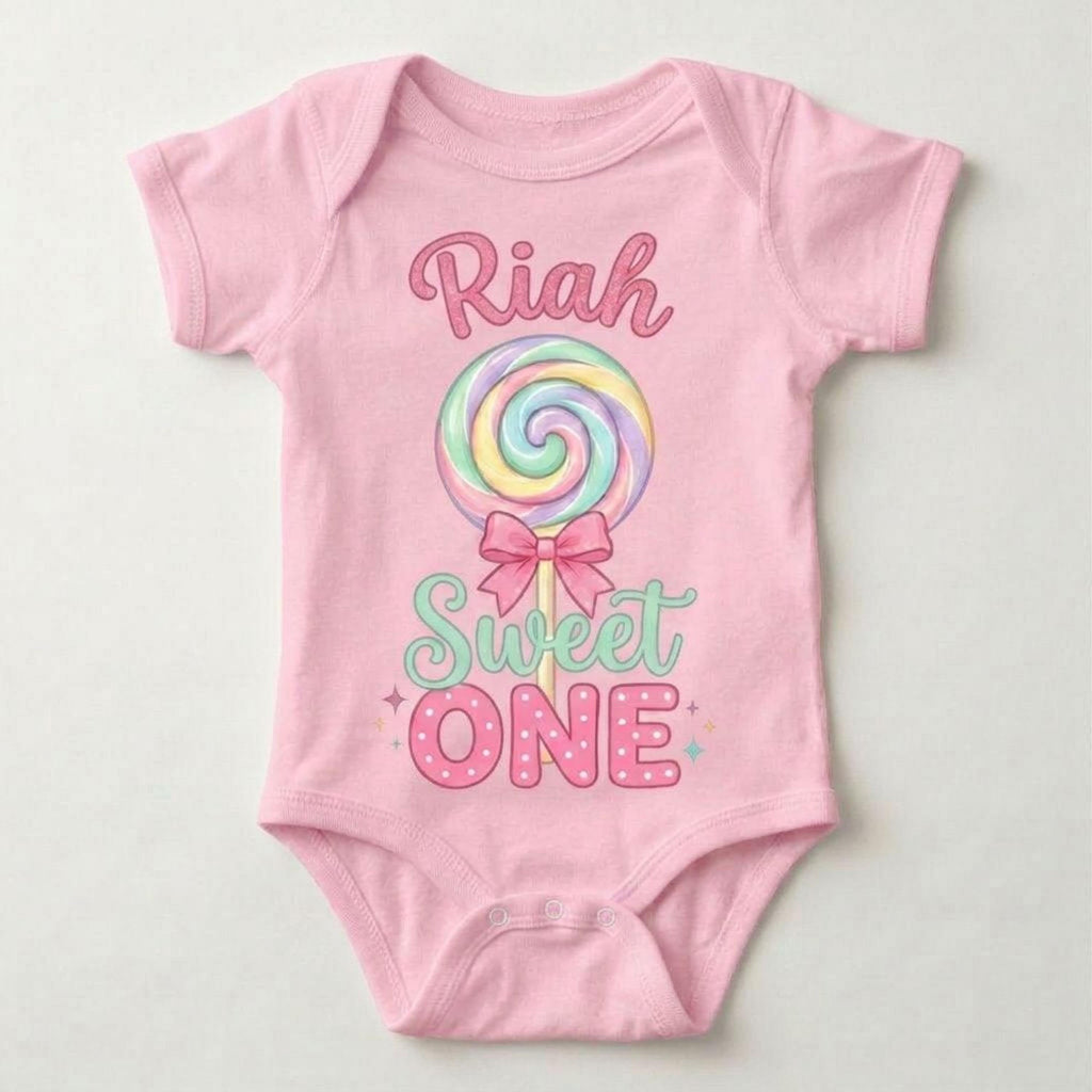 Custom Sweet ONE 1st Birthday Infant Ruffled Sleeves Onesie, TWO Sweet Personalized Name and Age Tee