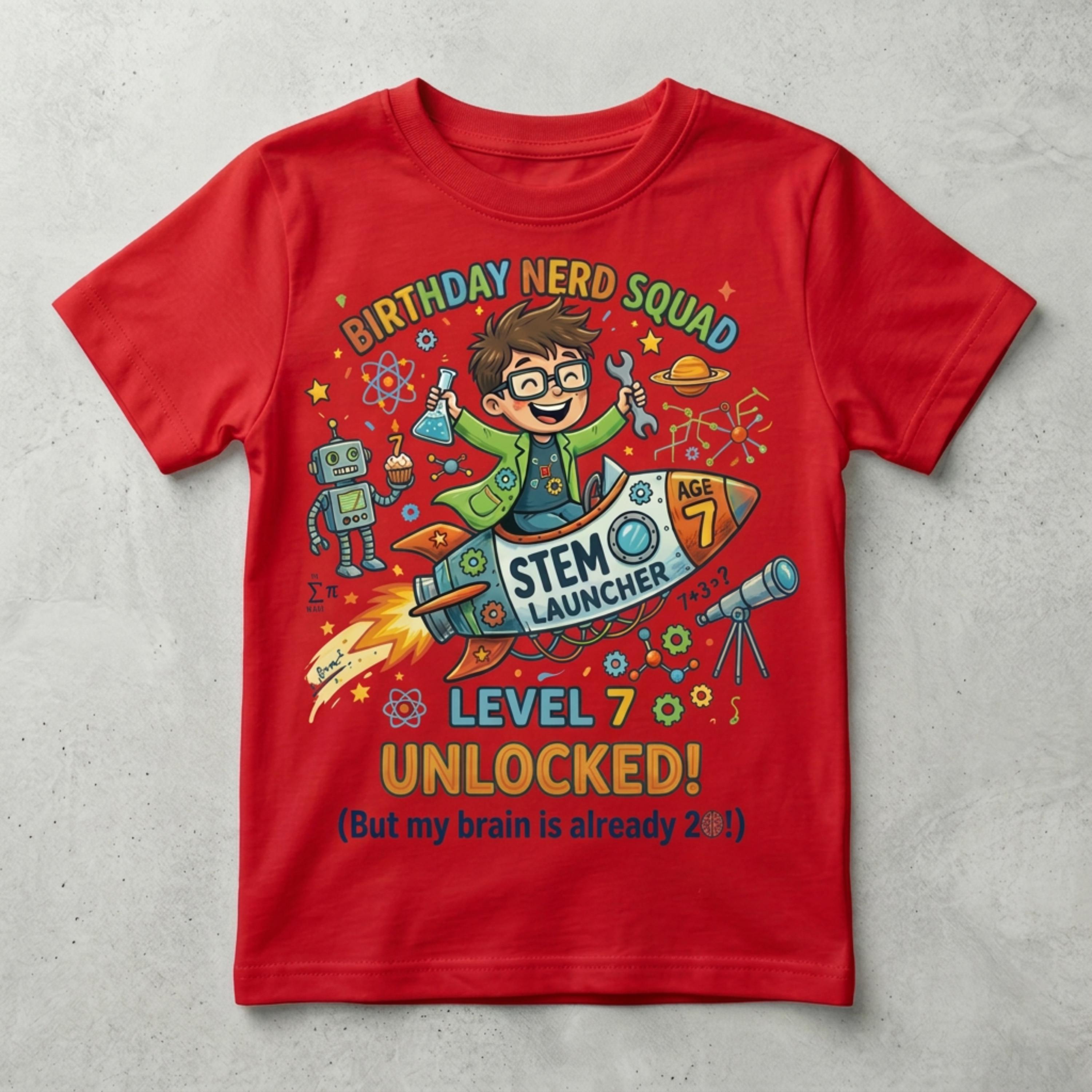 Custom STEM Birthday Nerd Squad Unisex T-Shirt, Personalize age Tee